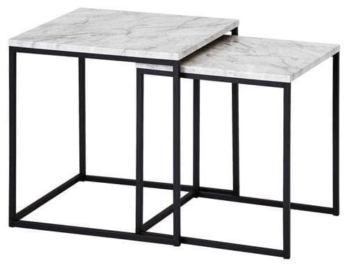 Satztisch "WL5.983" 2-er Set Marmoroptik Schwarz/Weiß