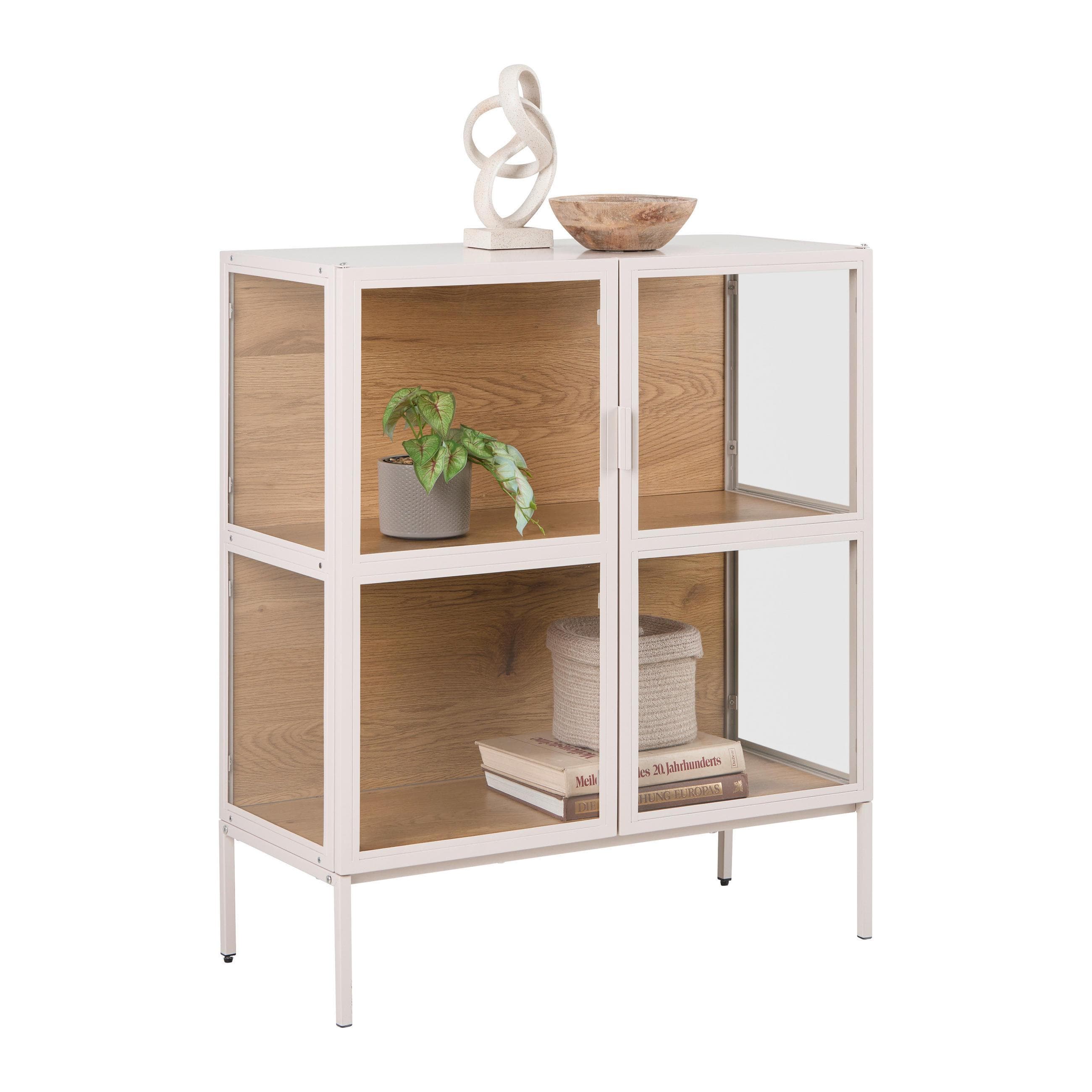 Vitrine Amy Eichefarben/Beige Metall
