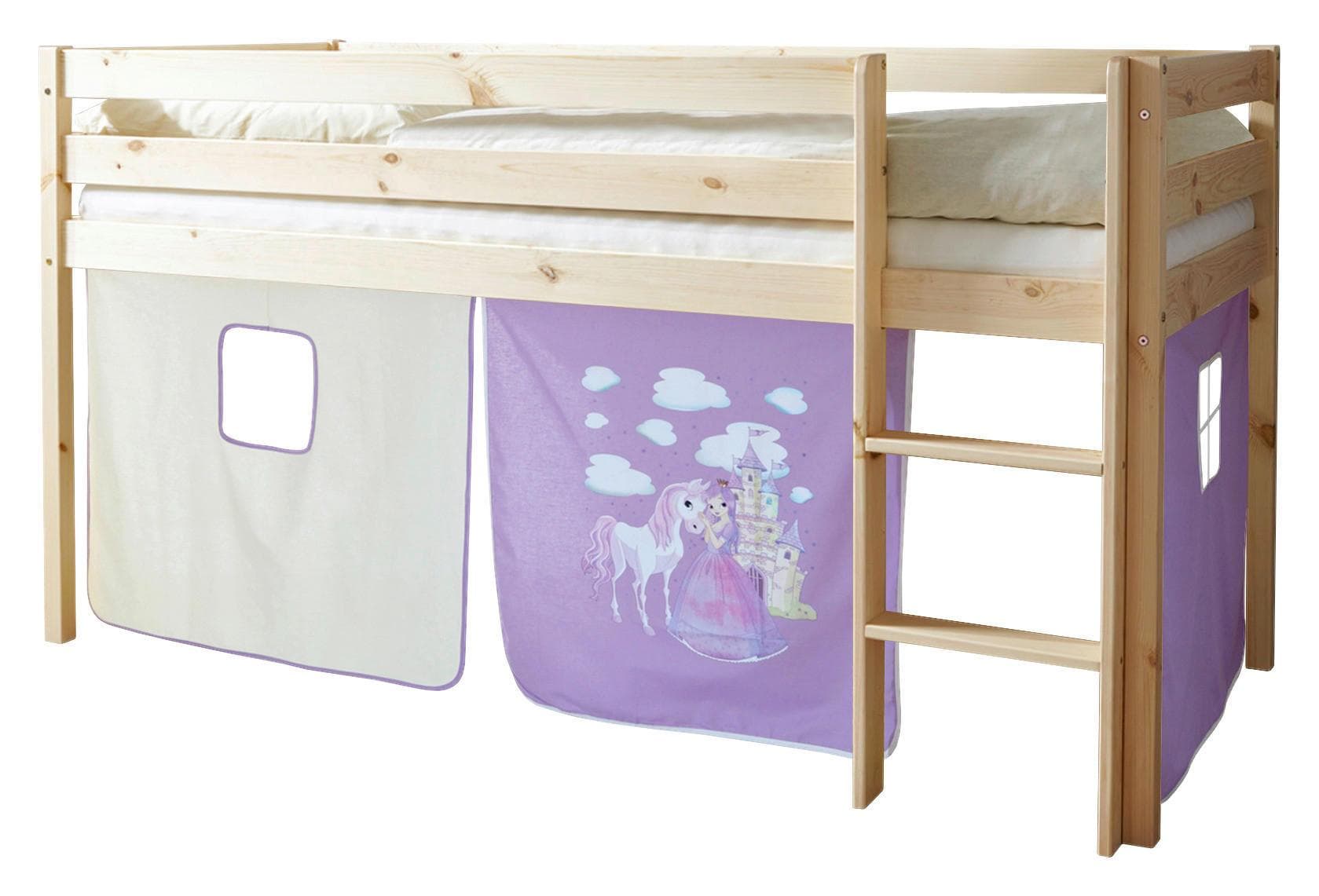 Spielbett Holz Malte 90x200 cm Lila/Beige