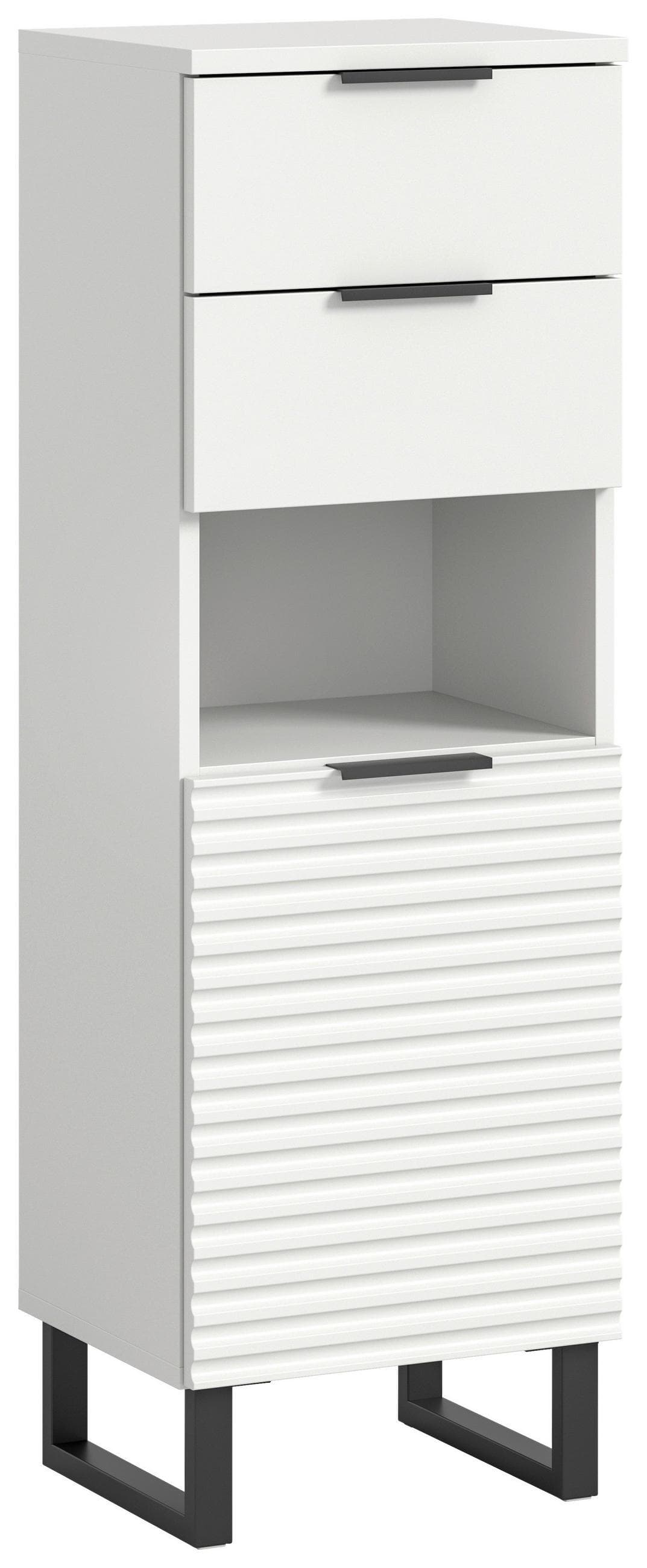 xonox.home Hochschrank Badezimmerschrank Standschrank Riff Weiß