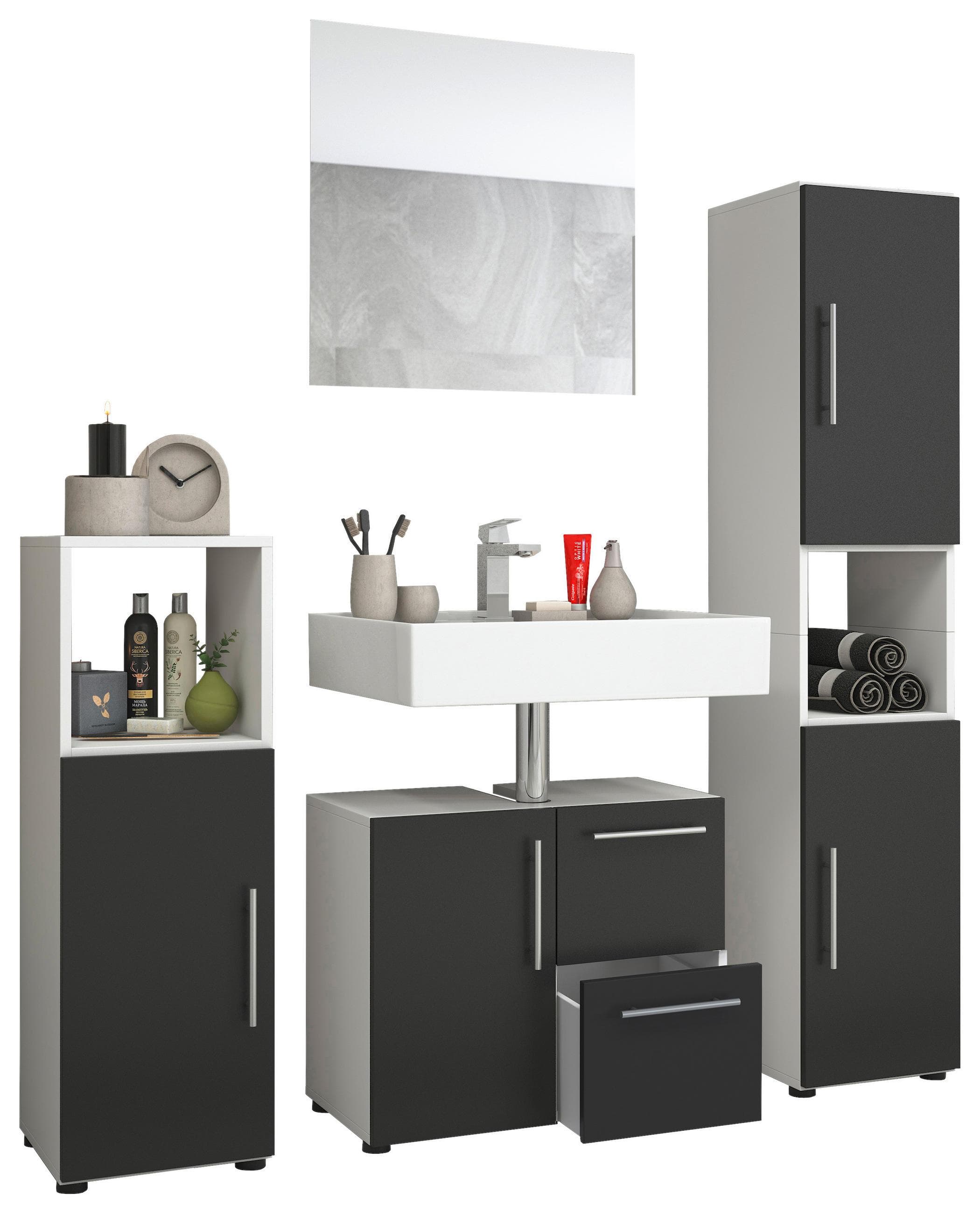 Badezimmer Flandu Weiß/Schwarz Mömax DE