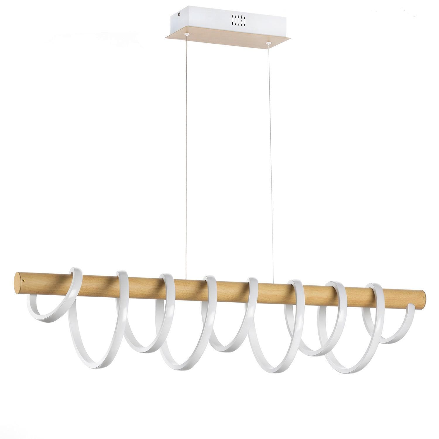 LED-Hängeleuchte Nilo Weiß/Akazie max. 70 Watt