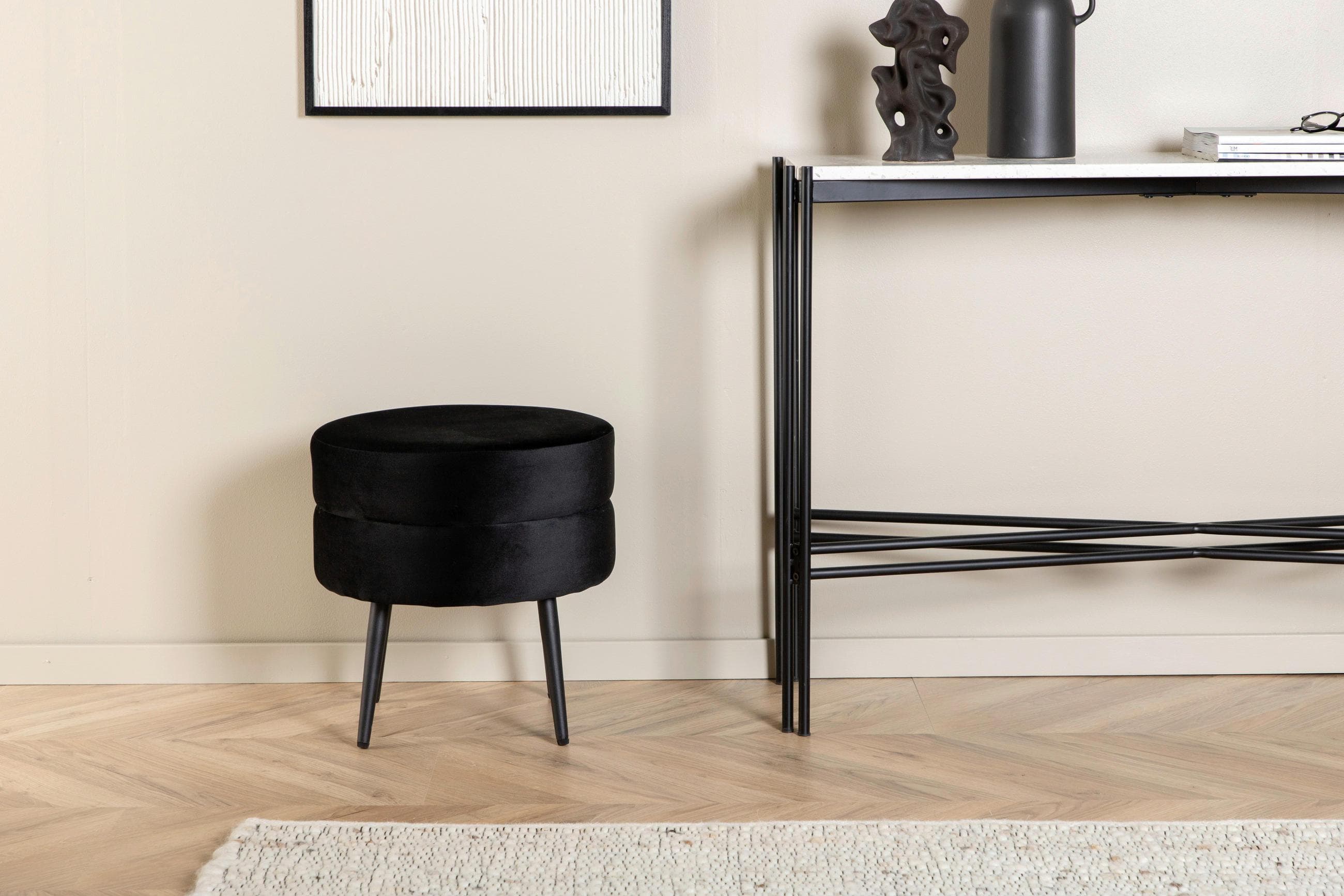 ebuy24 Pouf Pot Pouf Ø40cm Velour Schwarz