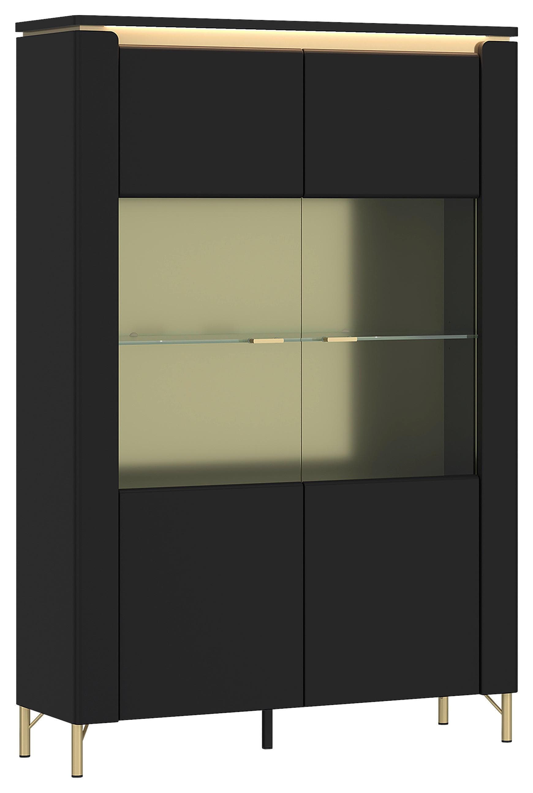 Vitrine Norica Schwarz/Goldfarben