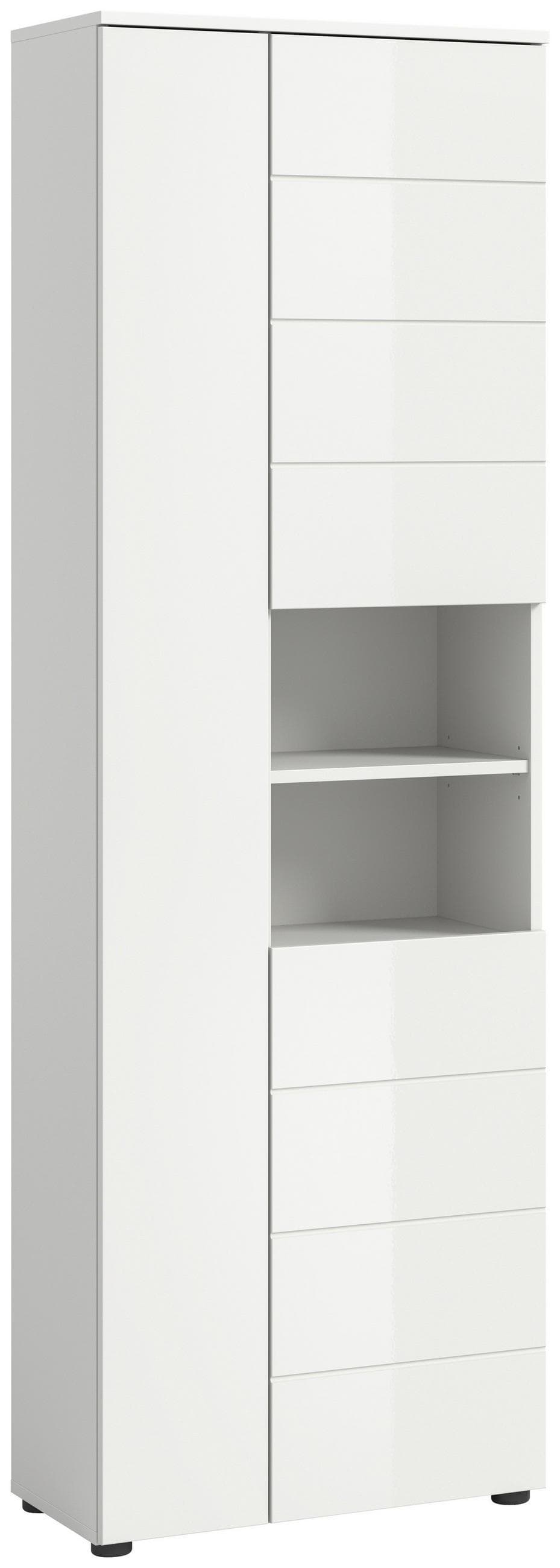xonox.home Hochschrank Weiß Hochglanz Modern 3 Türen