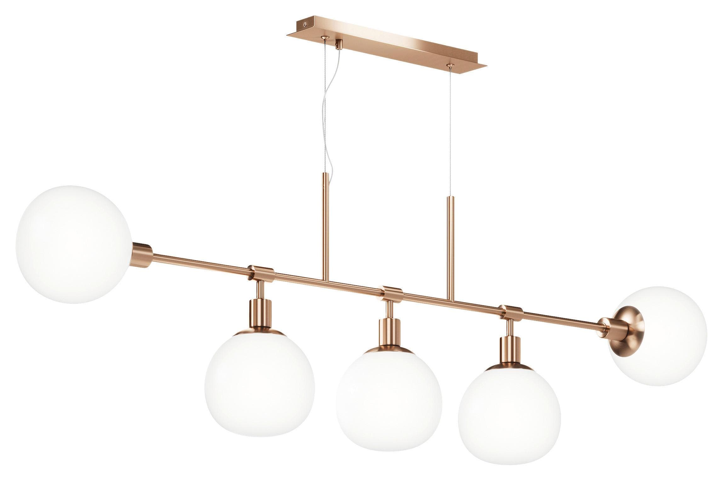 Maytoni Hängelampe Erich Messing Rosé Glas 5-flg.