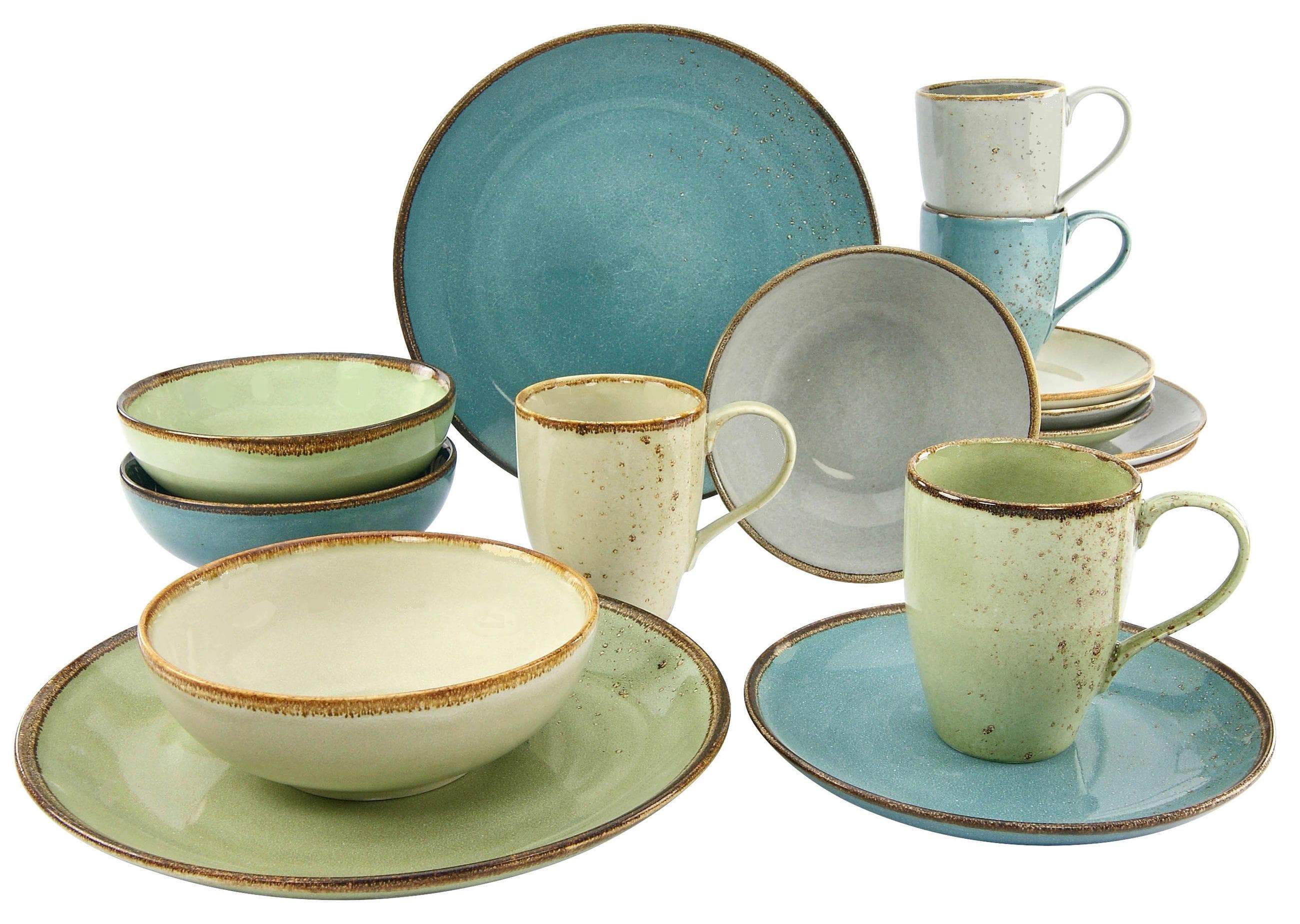 Creatable Kombiservice Nature 16-teilig Grün/Blau Keramik
