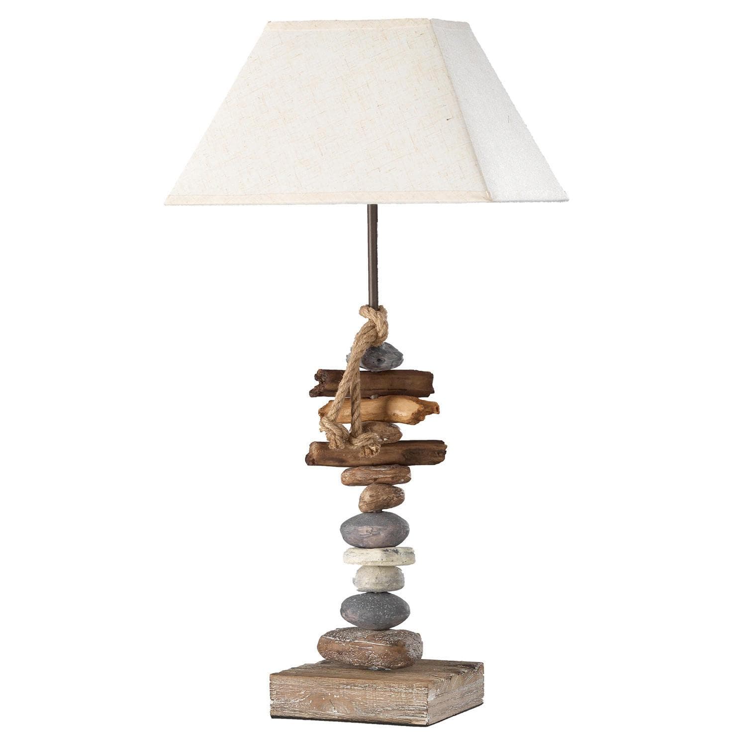 Tischlampe Seregon mit Steindekoration, Höhe 63 cm
