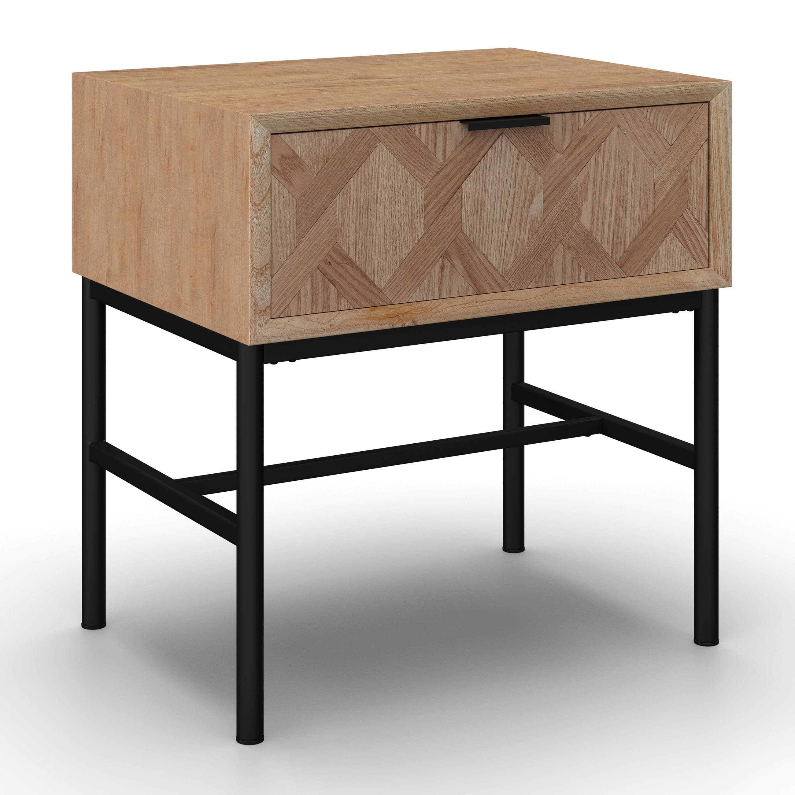 Nachttisch Milano Schwarz/Esche Echtholz/MDF