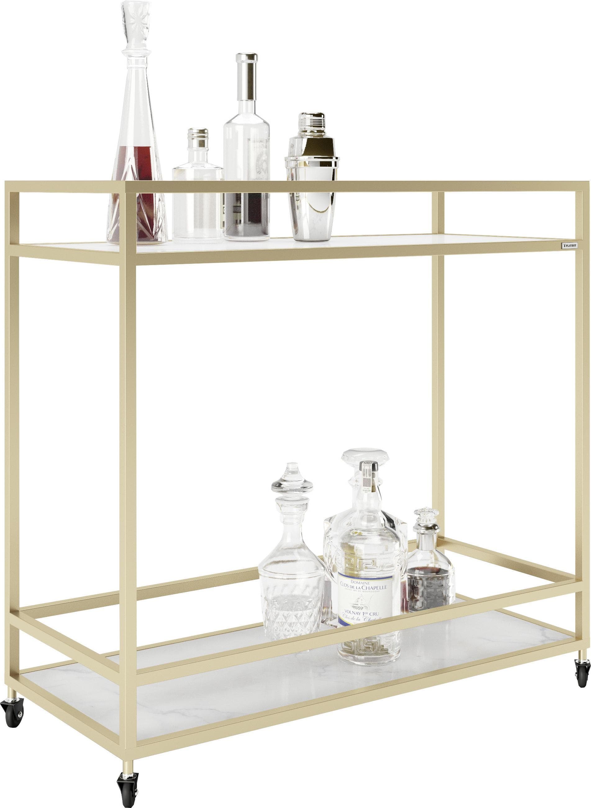 PLAYBOY Servierwagen Ginger Glas Metall Goldfarben