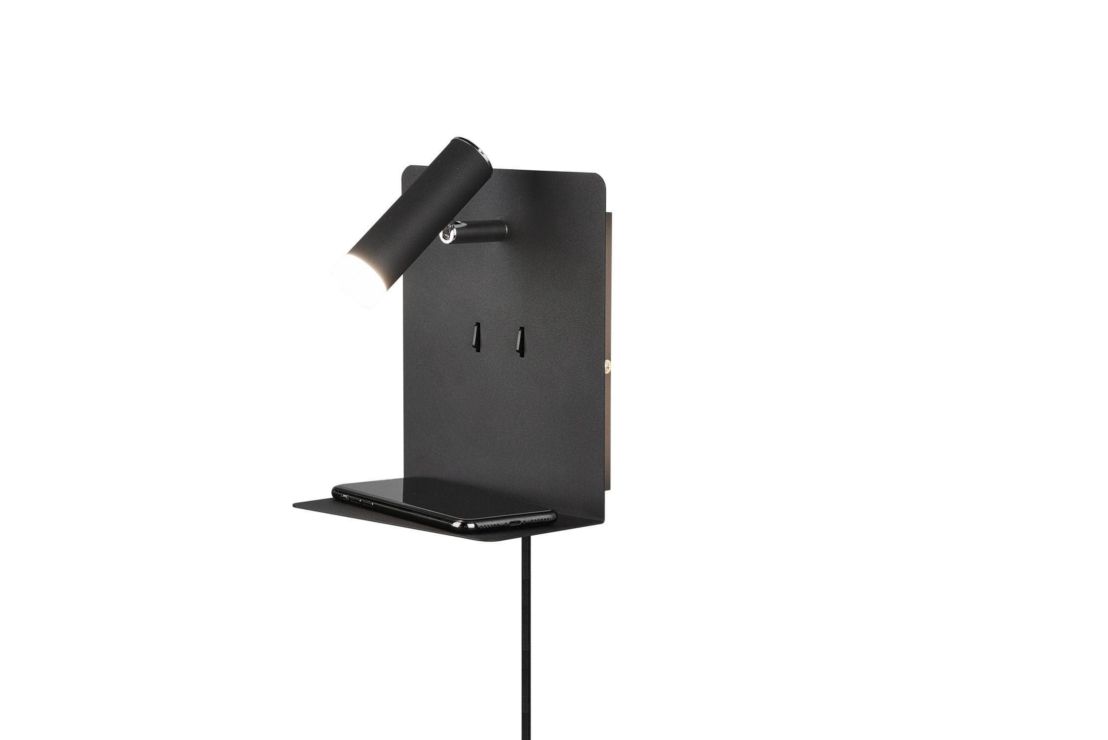 Trio LED-Wandlampe Element mit Ablage schwarz matt