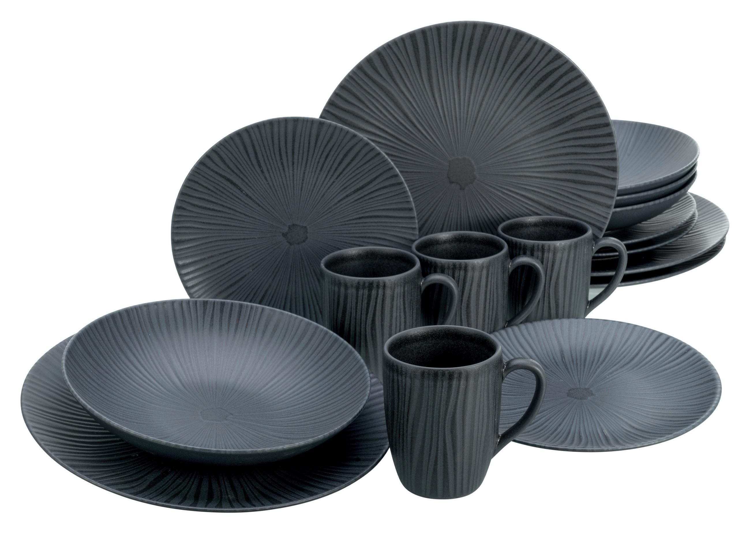 Creatable Kombiservice Vesuvio Grau/Schwarz 16-teilig