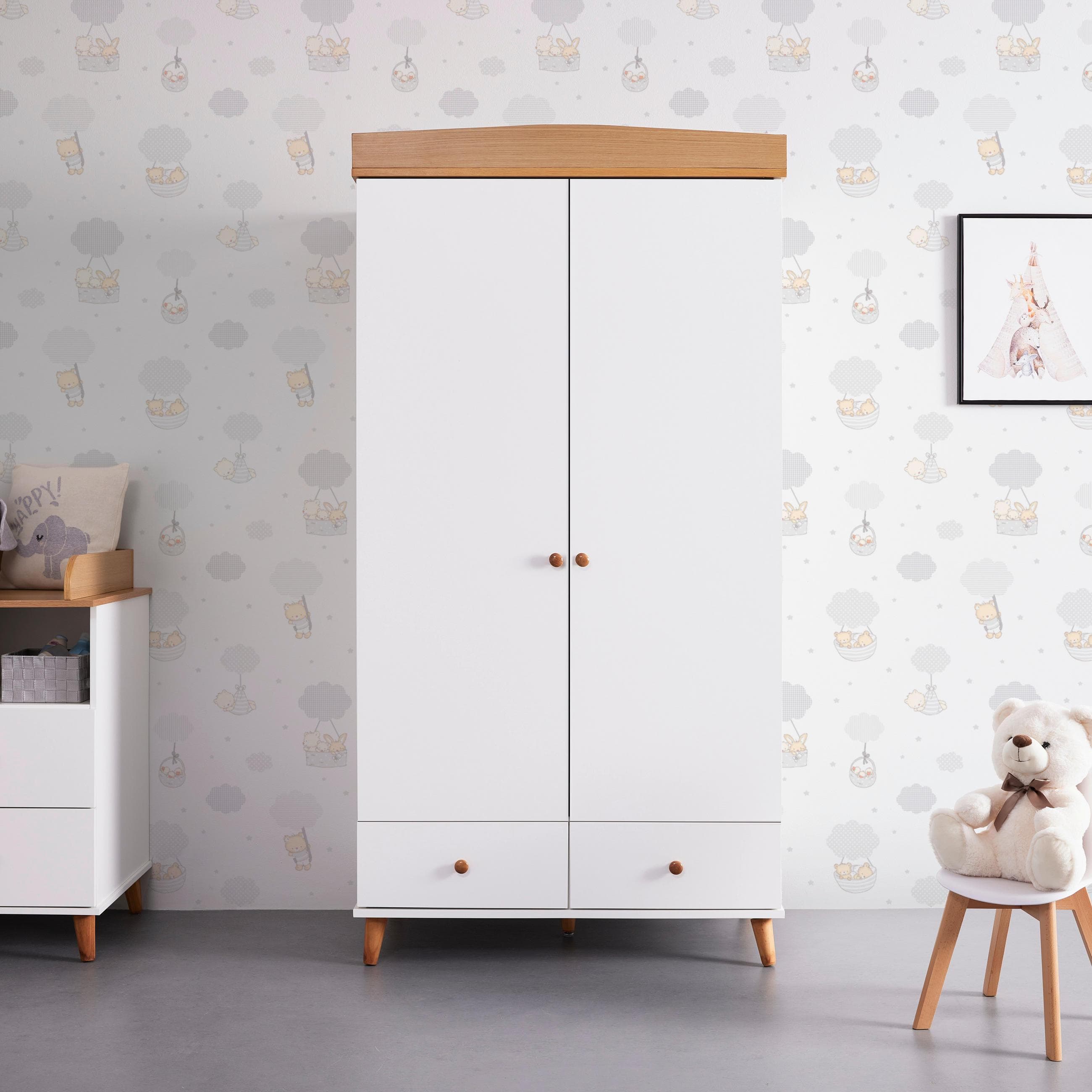 Kleiderschrank Lou Kieferfarben Weiß
