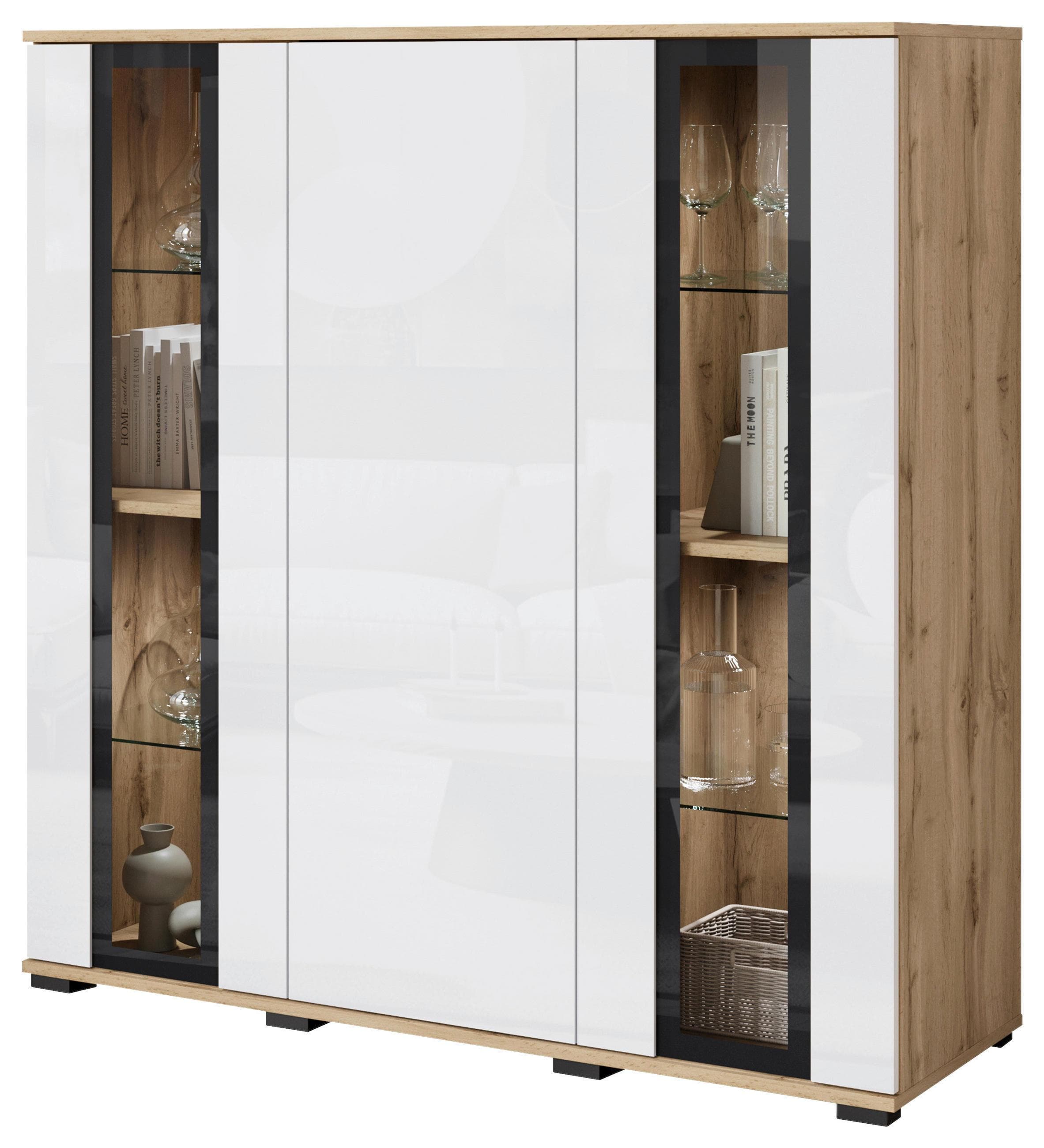 Highboard Caro Weiß/Eiche Mömax