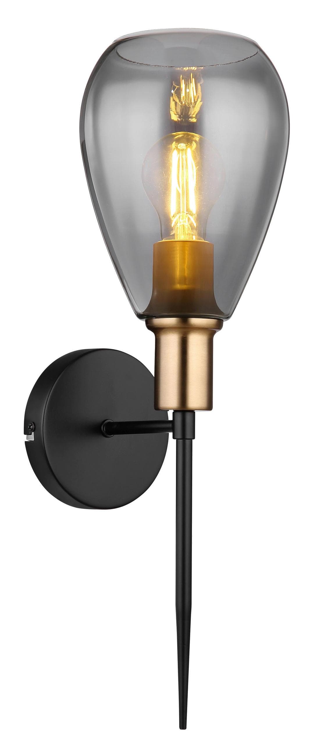 Wandleuchte Fanni Grau/Schwarz/Messing max. 40W Wandlampe