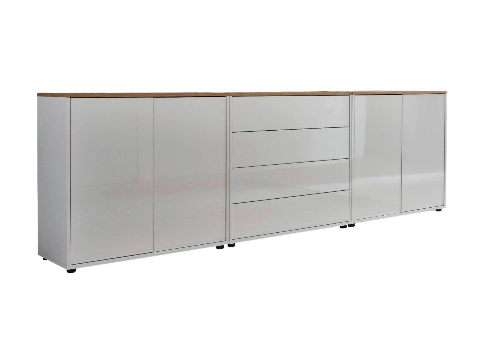 Mid.you Sideboard Mailand Set 5 Weiß Eiche Artisan Holzwerkstoff