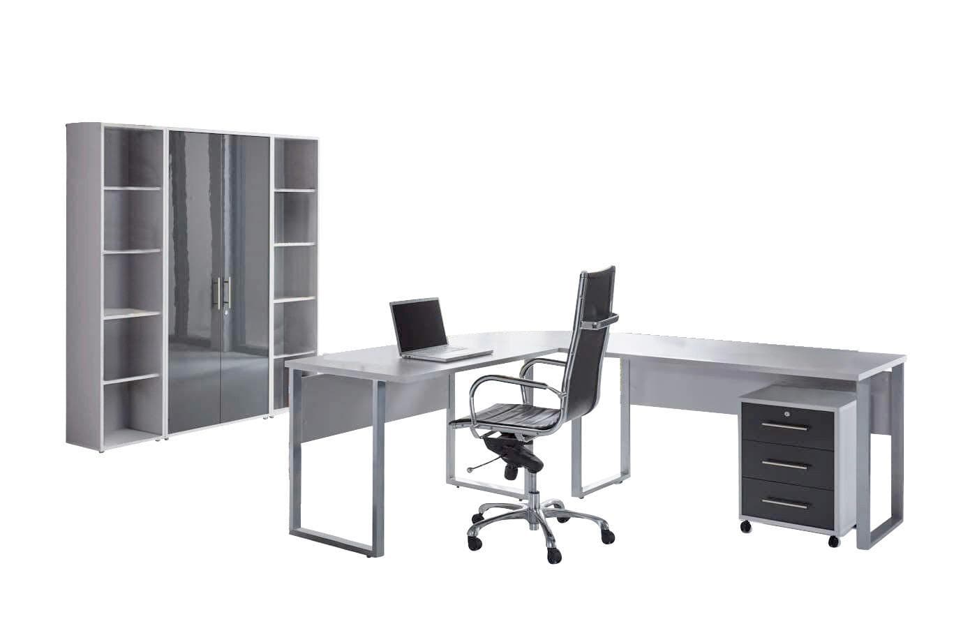 Büro Office Edition Set 3 Grau Holz