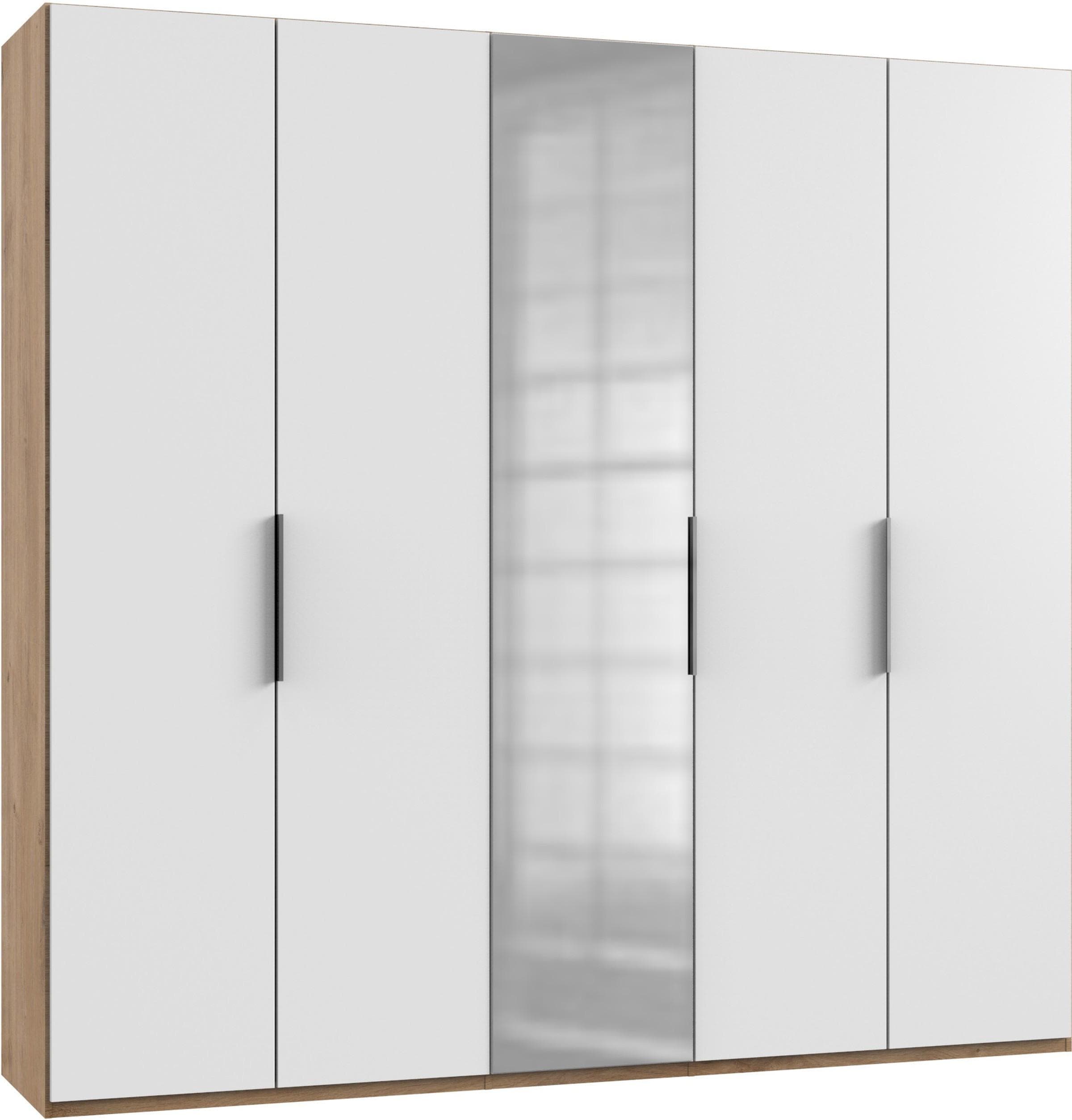 Drehtürenschrank Level 36A Weiß/Eiche mit Spiegel