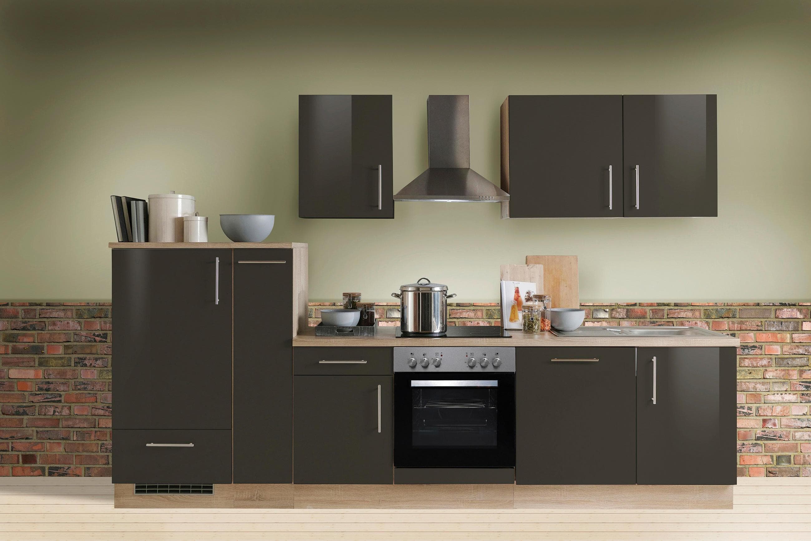 Menke Küchenblock Premium Dunkelbraun Eiche 300 cm