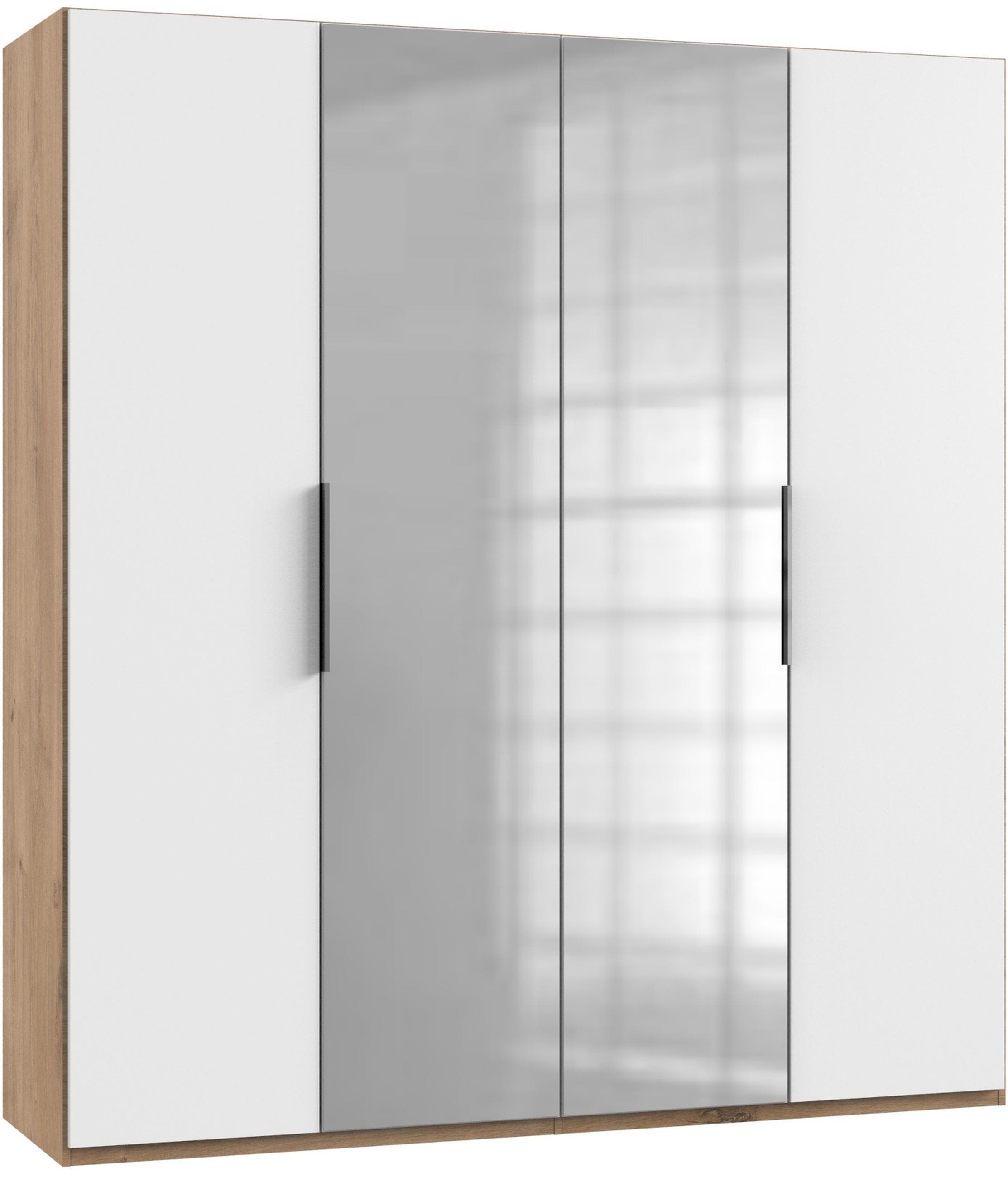 Drehtürenschrank Level 36A mit Spiegel Weiß/Eiche Mömax DE