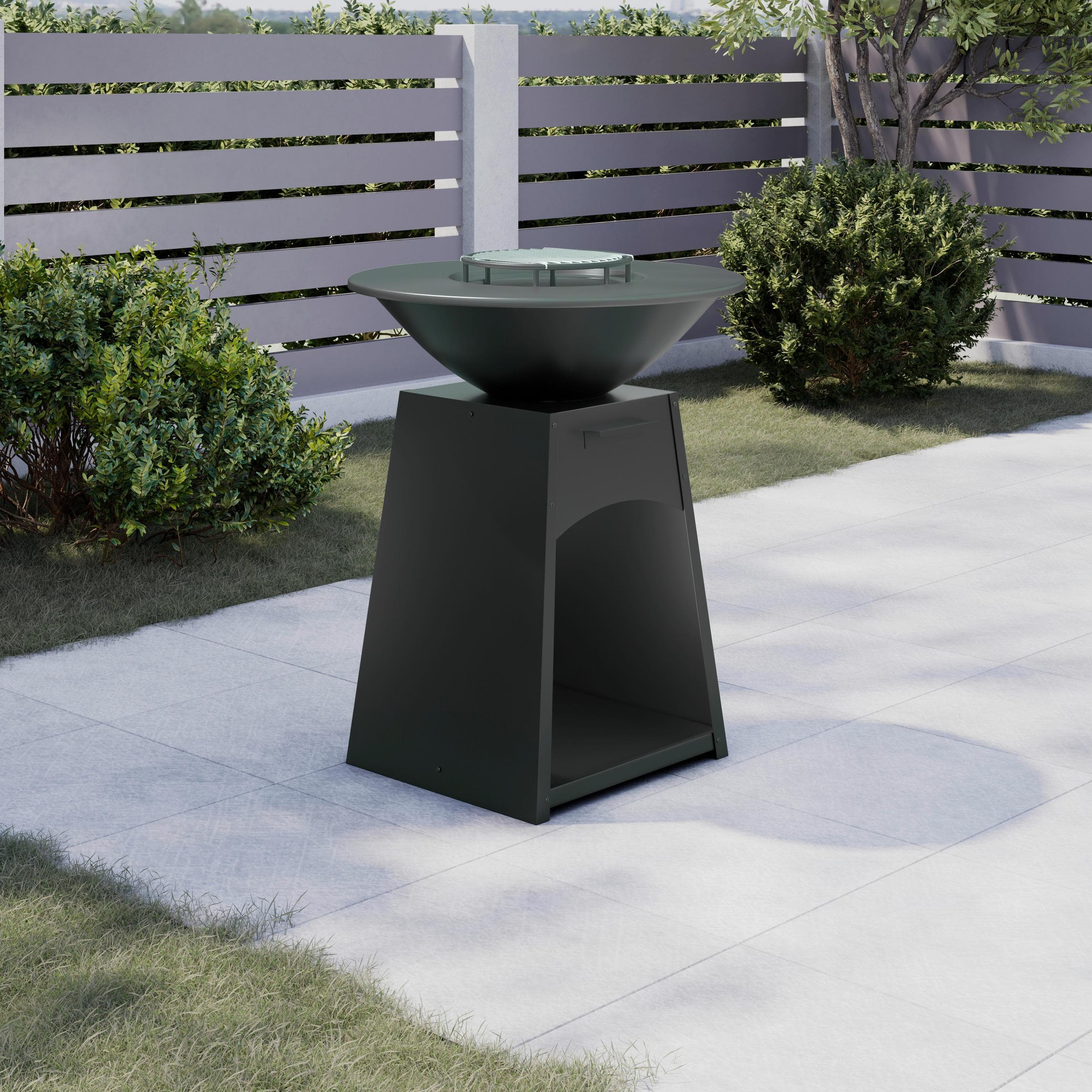 Holzkohlegrill Säule 1 Schwarz Metall
