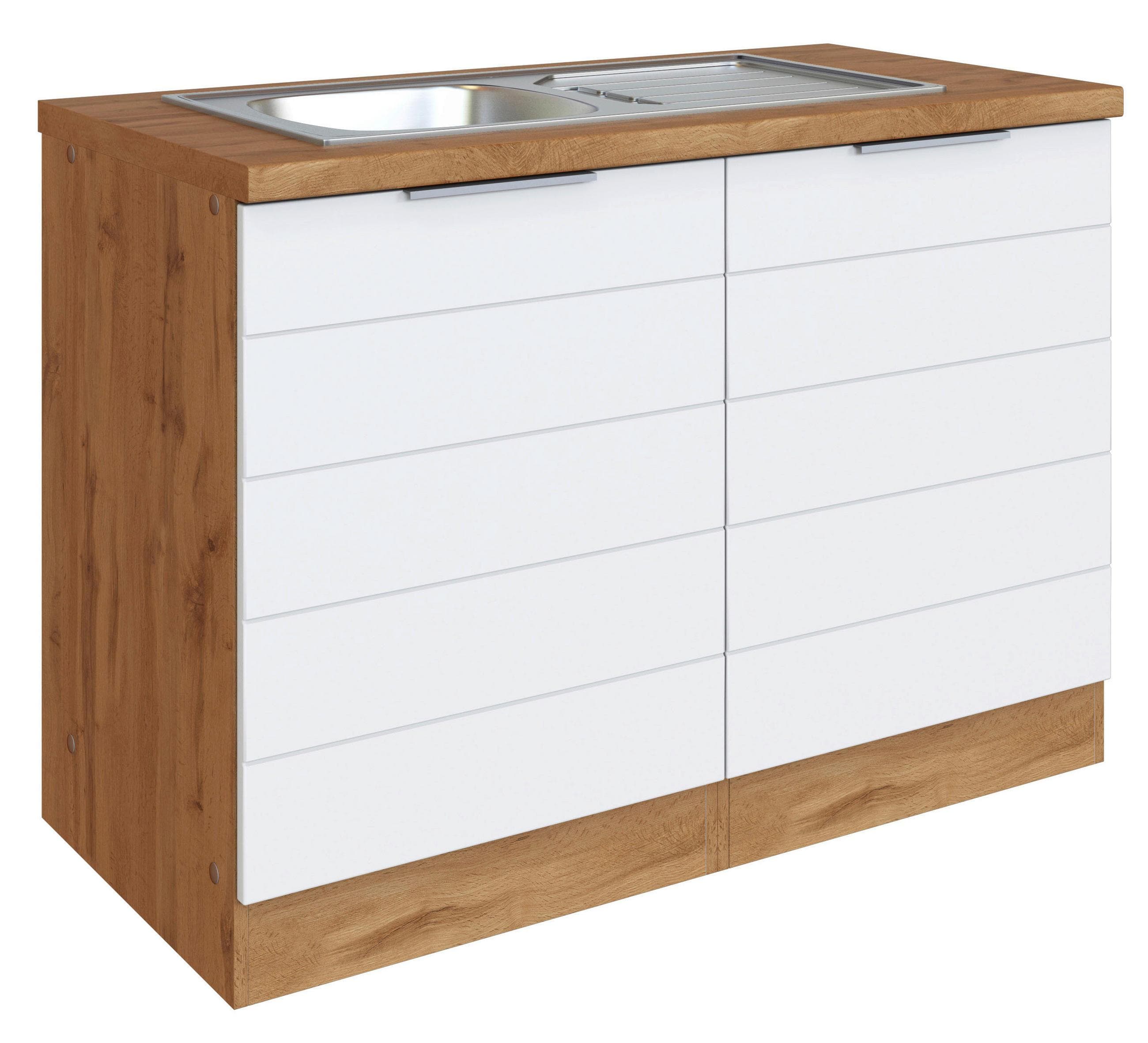 Held Spülenschrank Florenz Weiß/Eiche mit Spüle