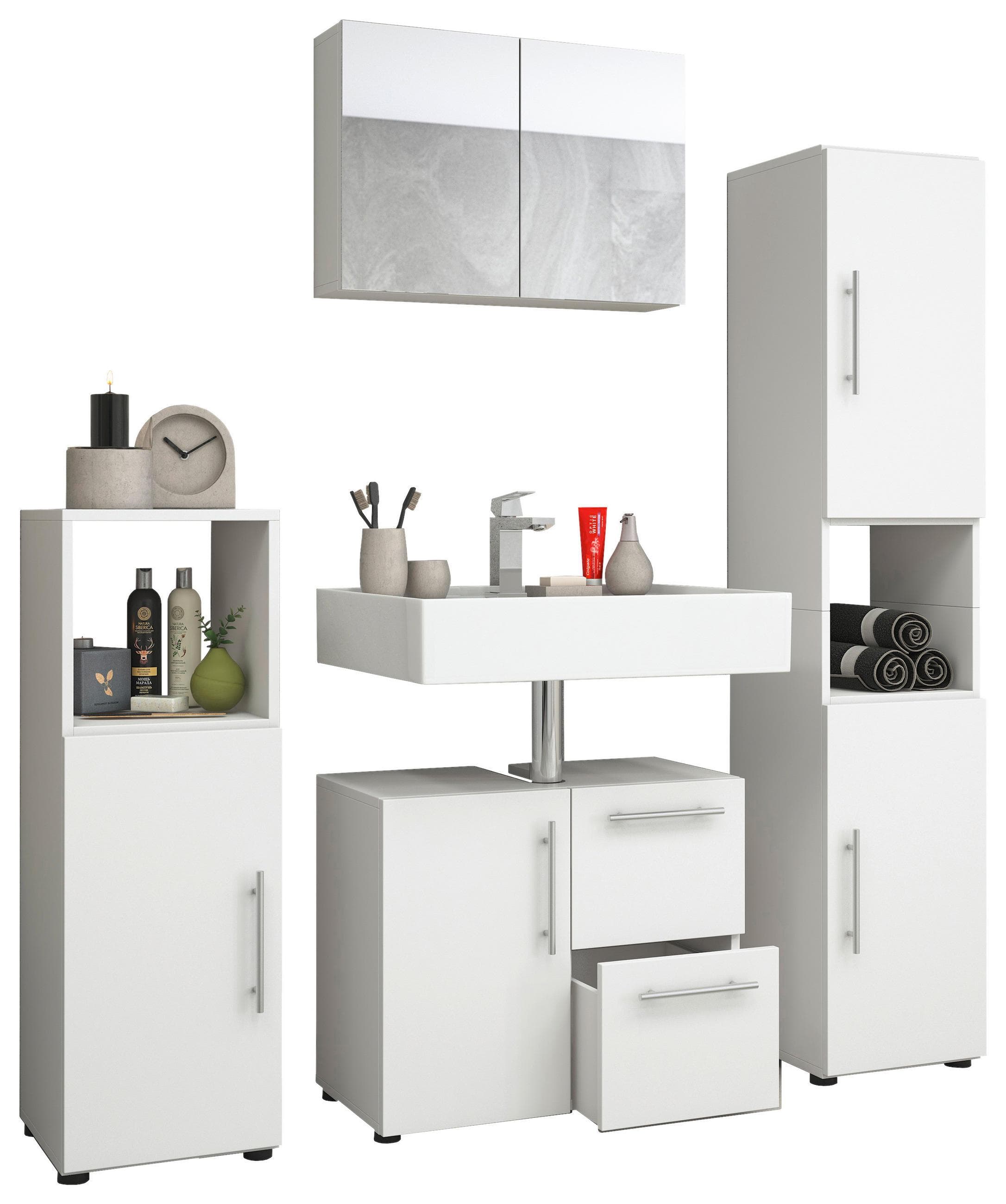 Badezimmer Flandu 4-tlg. Weiß