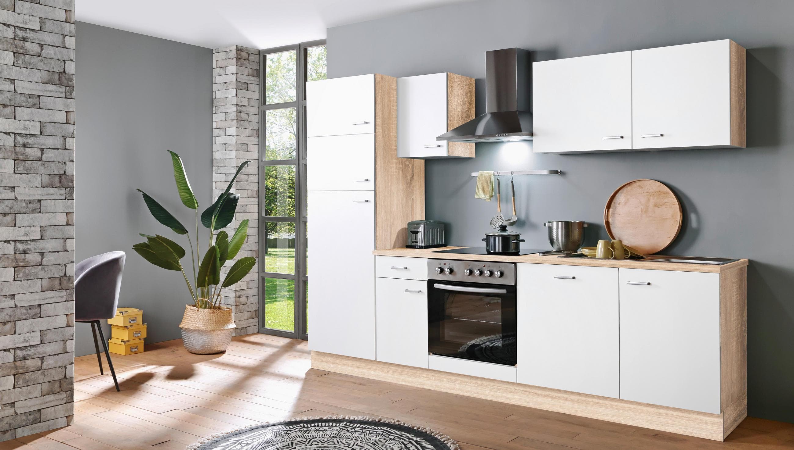 Menke Küchenblock Classic Weiß Eiche 270 cm