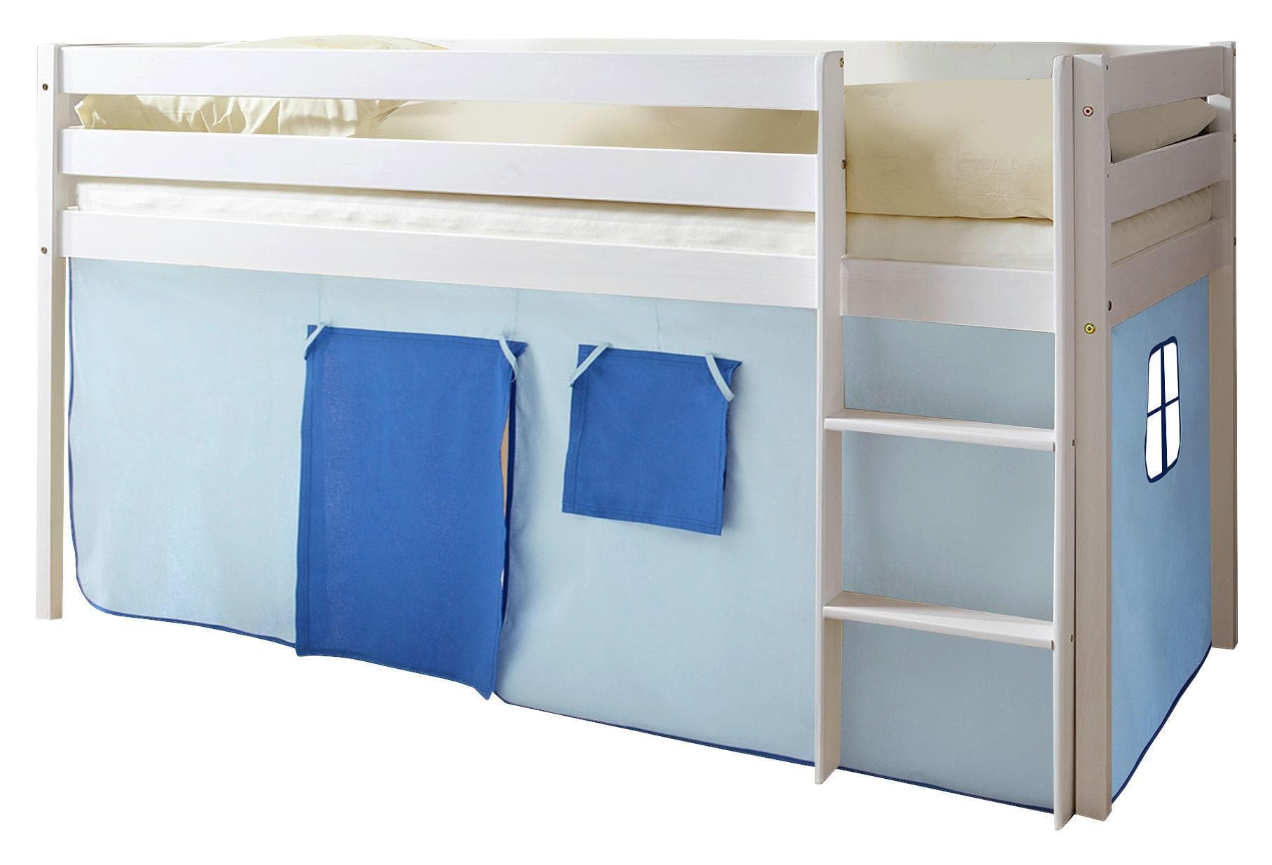 Spielbett Holz Malte 90x200 cm Blau/Weiß