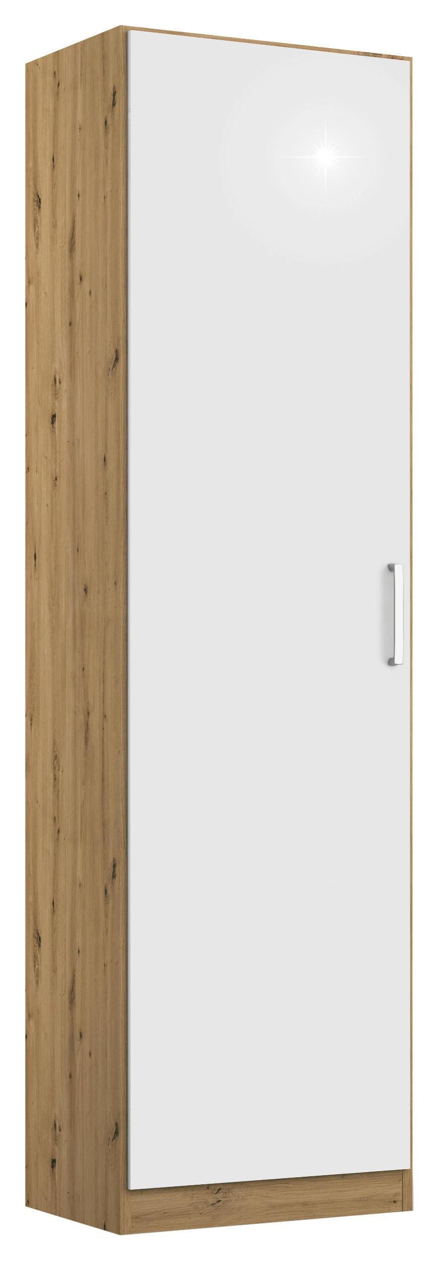 Drehtürenschrank Berlin Weiß Hochglanz, Eiche Artisan