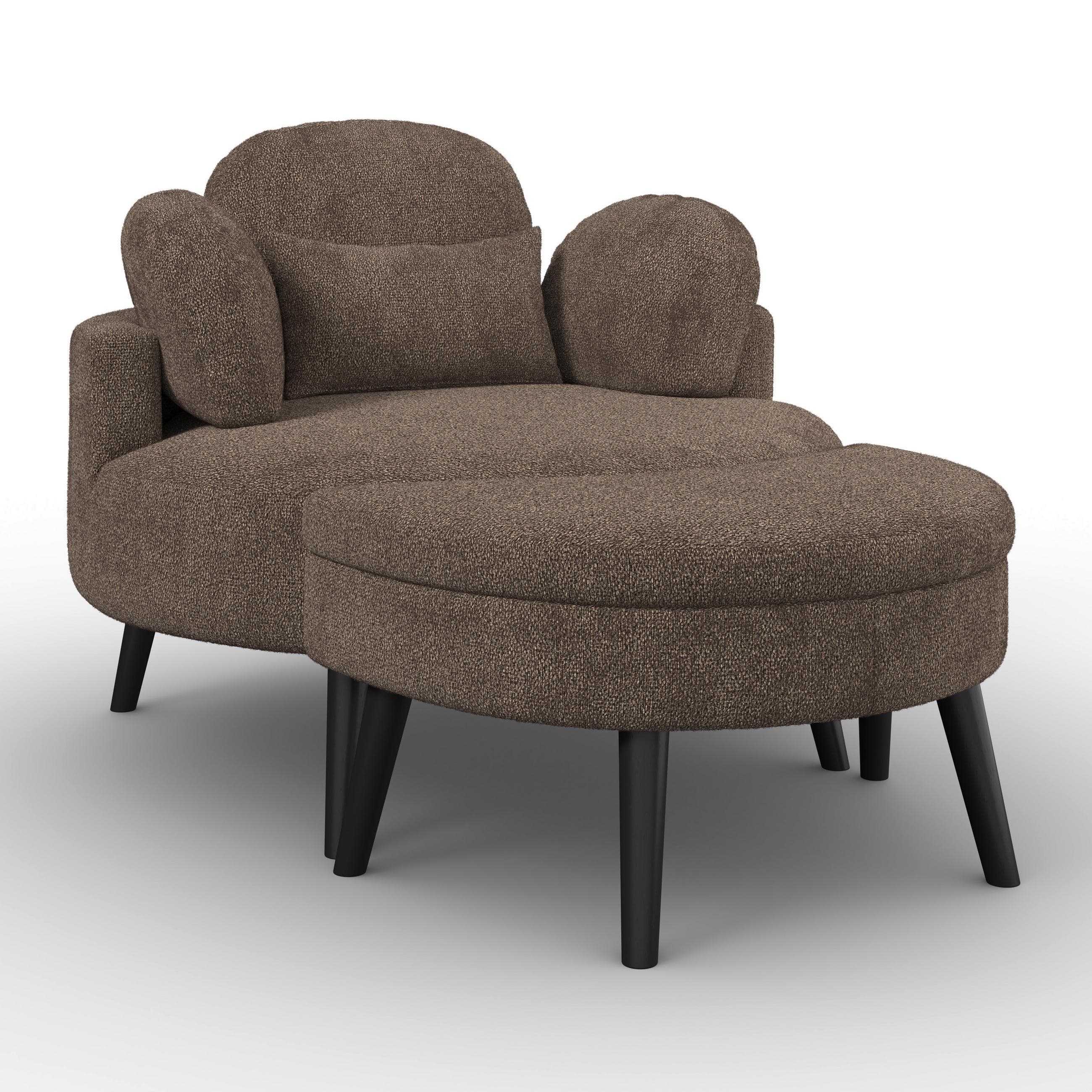 Sessel Bianca mit Hocker Chenille Braun Mömax DE