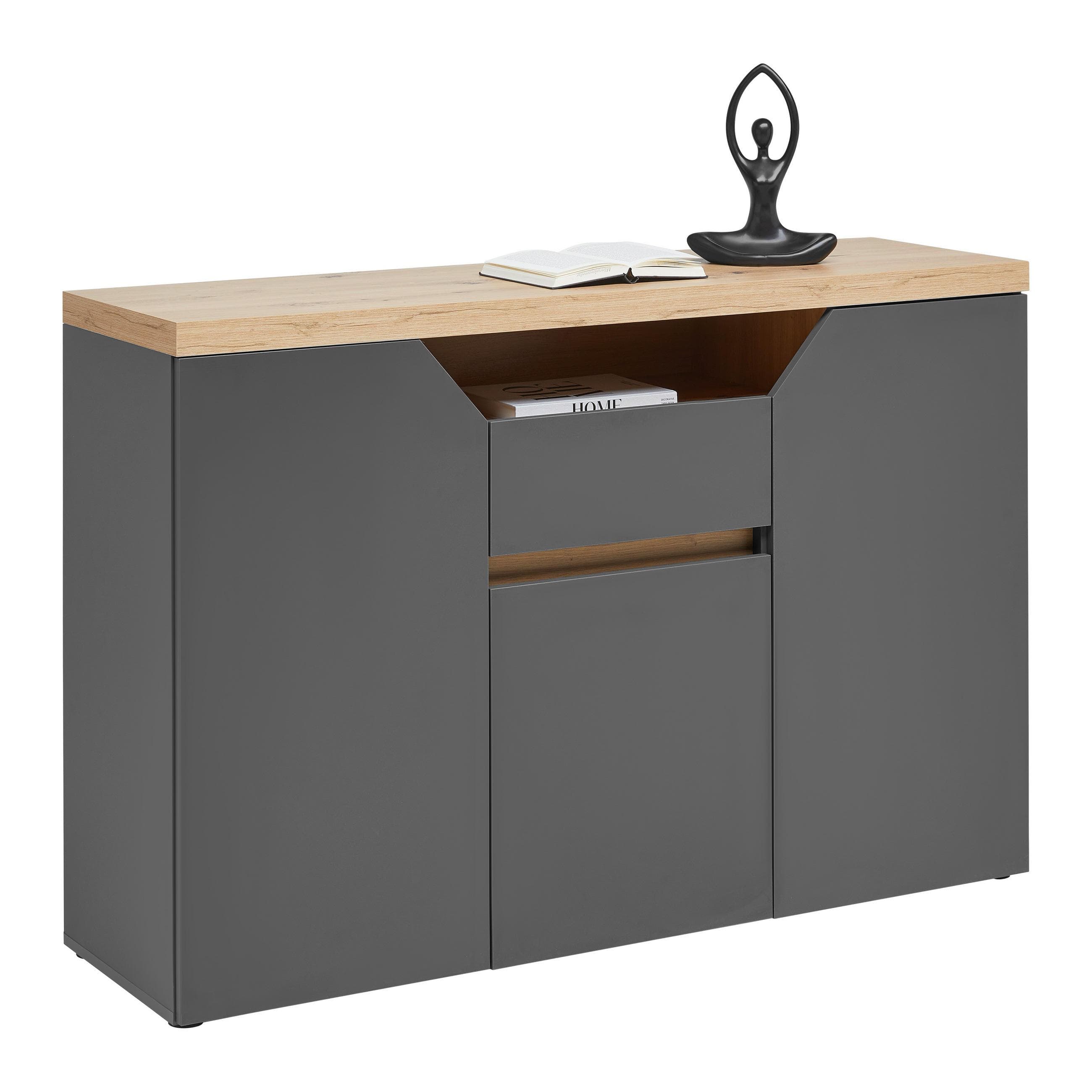 Sideboard Pepe Graphitfarben/Eiche Artisan Mömax DE