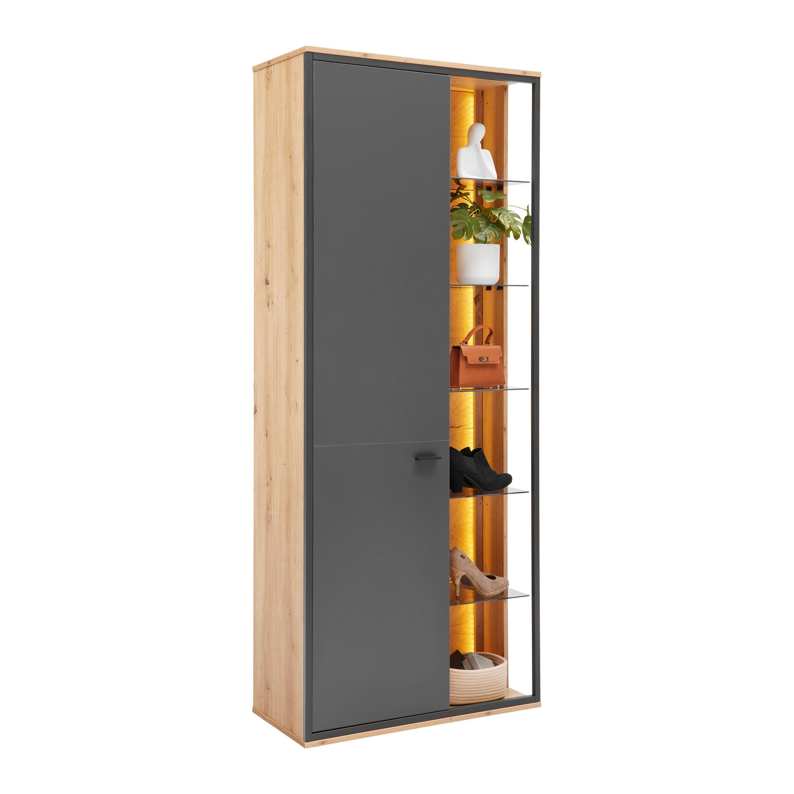 Garderobenschrank Florenz Grau/Eiche Artisan Mömax DE
