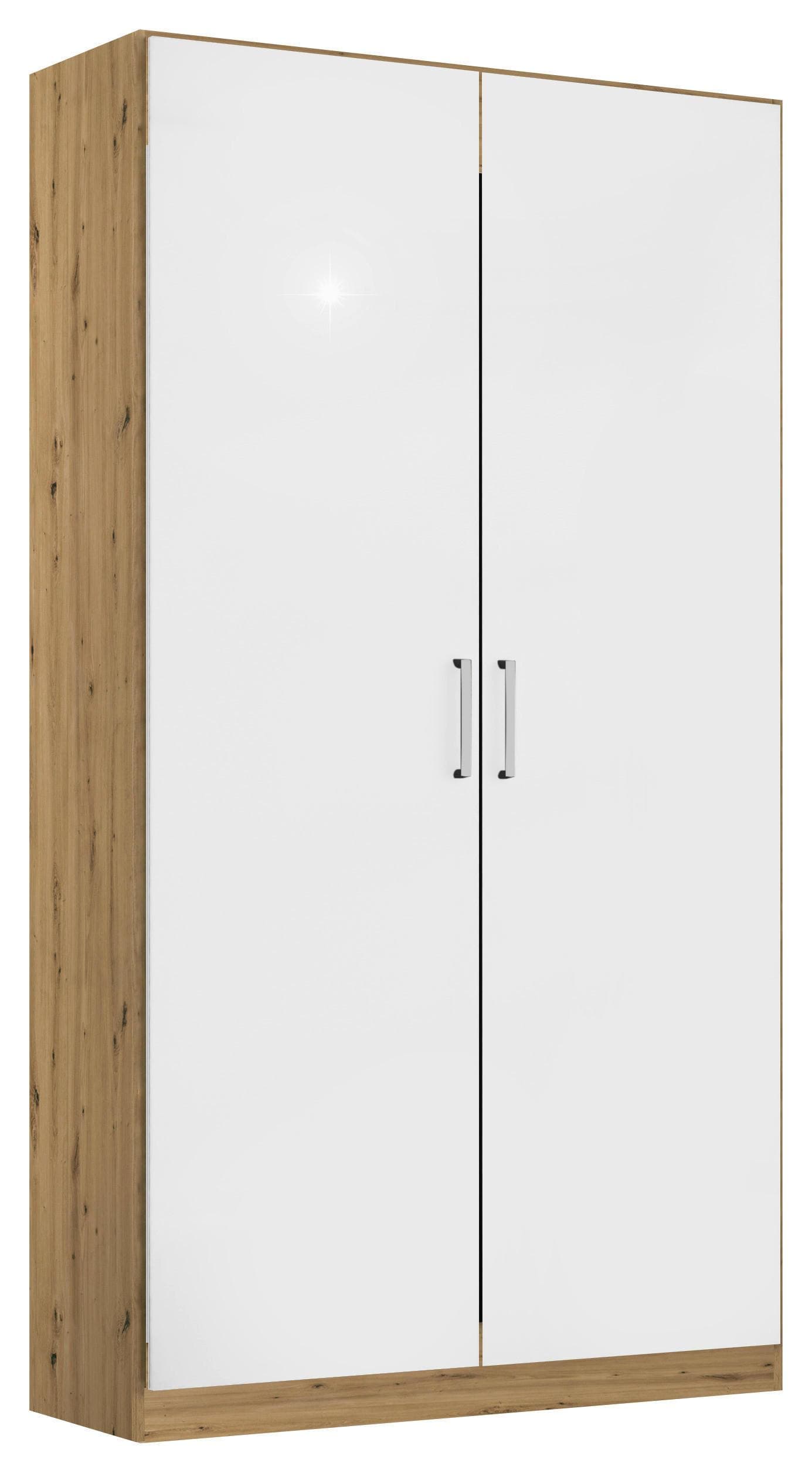Drehtürenschrank Berlin Weiß Hochglanz, Eiche Artisan Mömax
