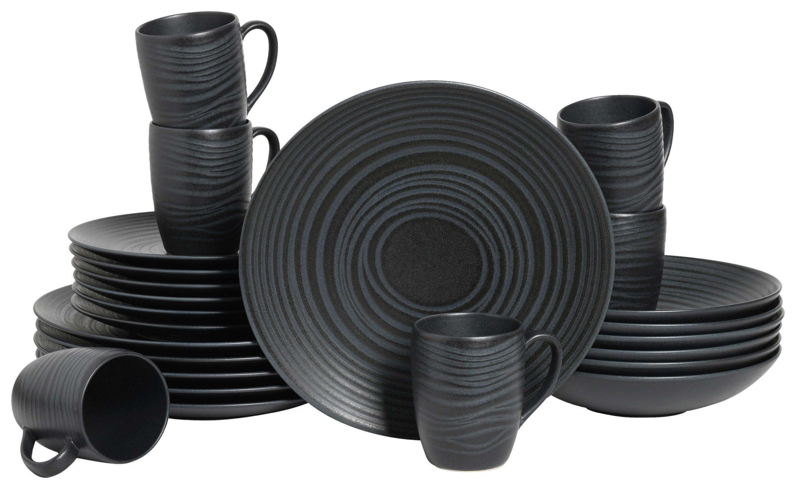 Creatable Kombiservice Lava Stone Schwarz 24-teilig