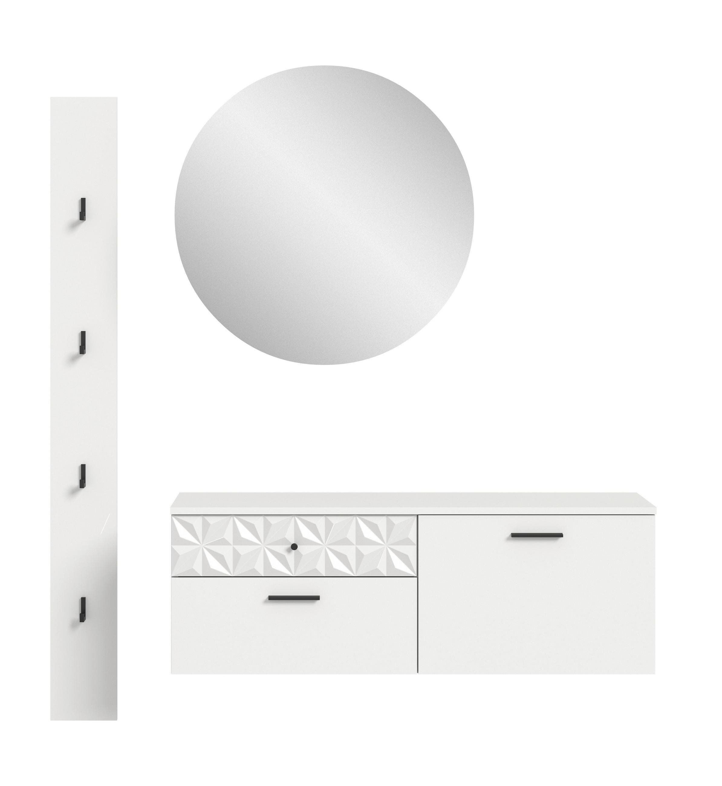 Garderobe Prisma 3-tlg. Weiß