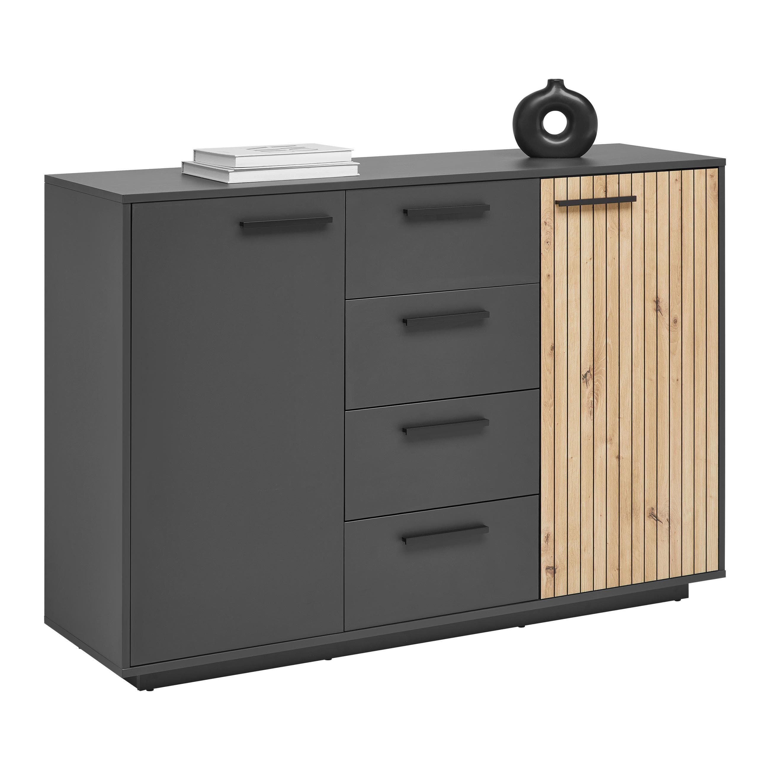 Sideboard Lukas Anthrazit/Schwarz/Eichefarben Mömax