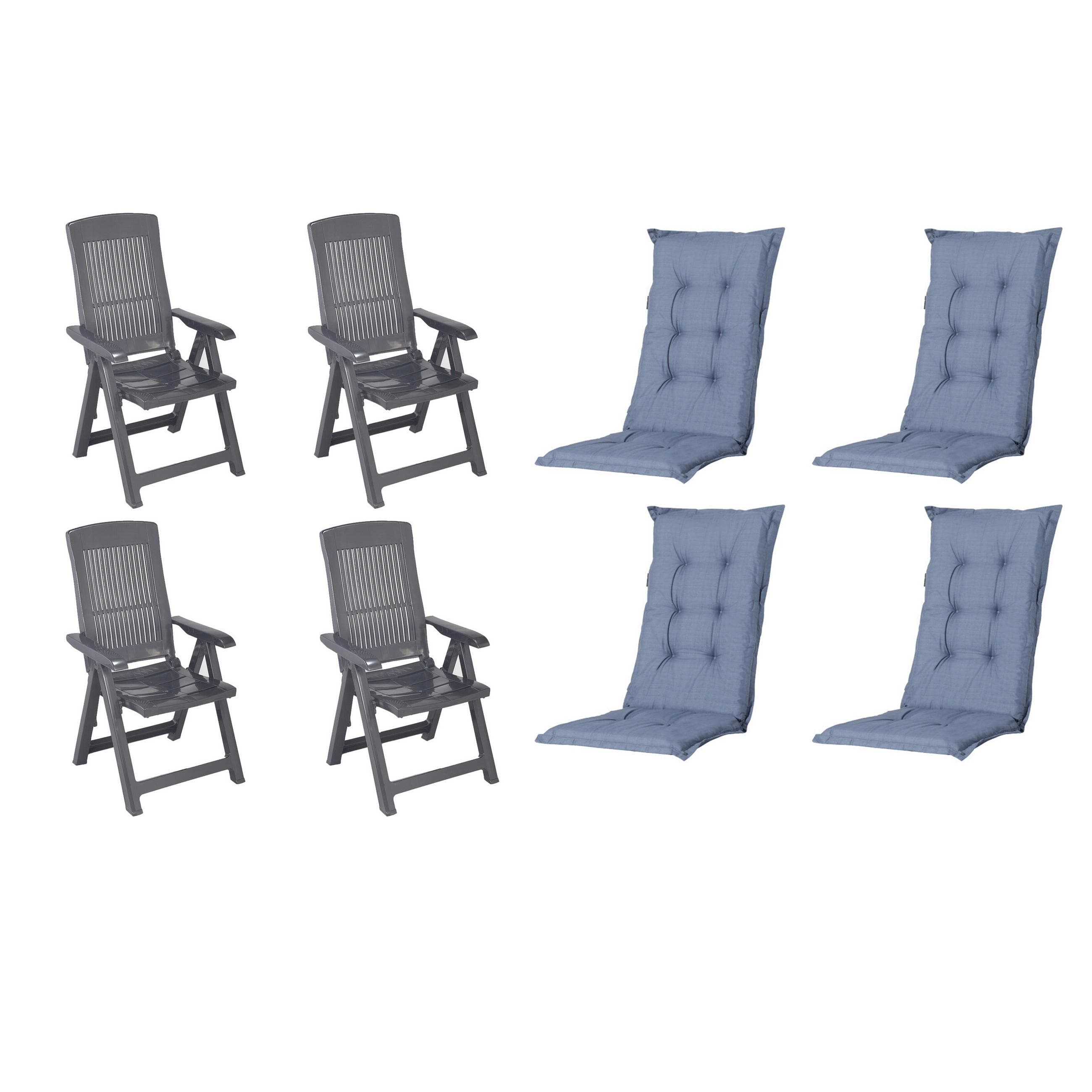 GARTENSTUHL-SET TAMPA+AUFLAGEN SET Blau/Grau