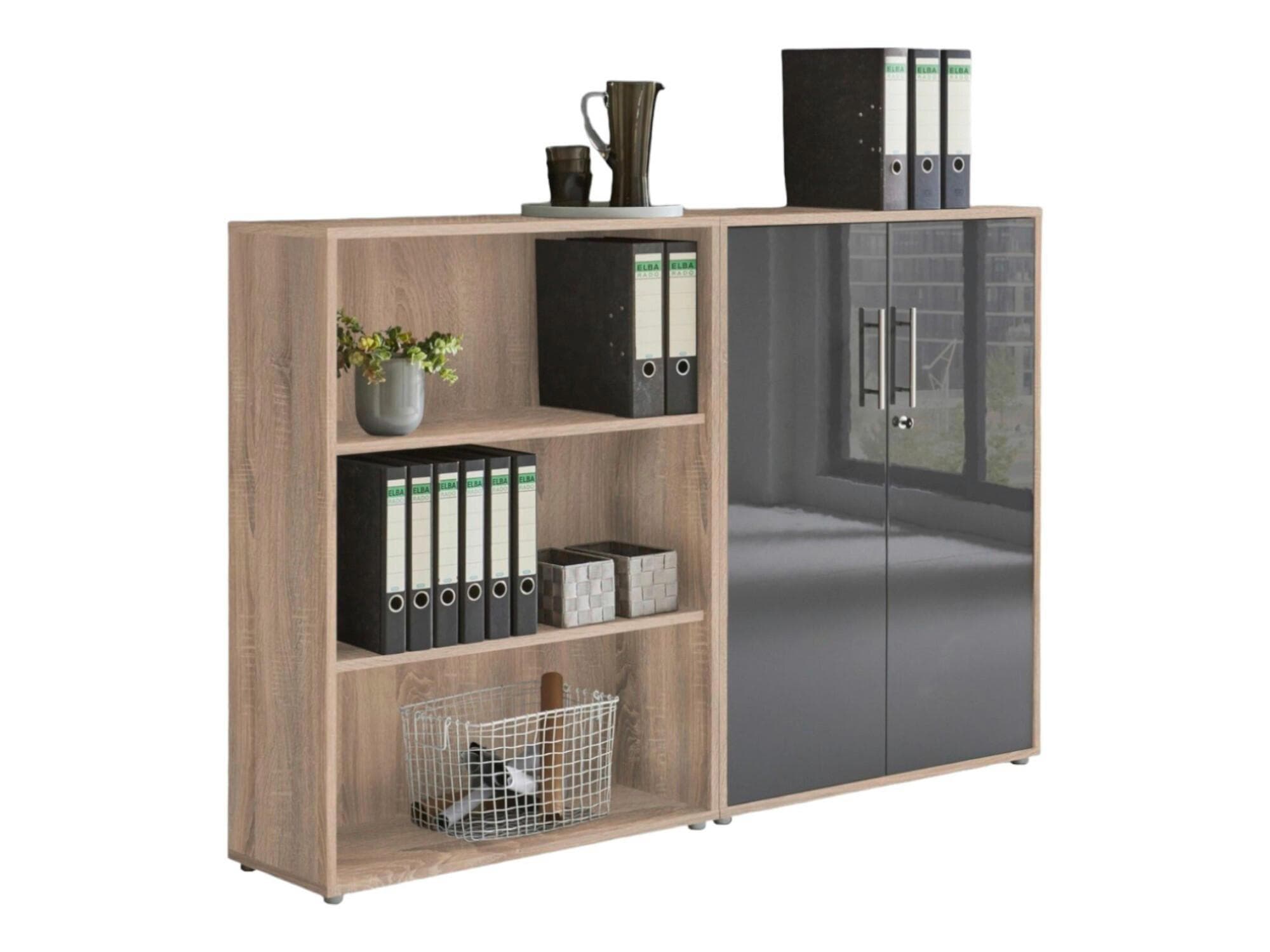 Aktenschrank Office Edition SW 1 Niedrig Eiche/Anthrazit