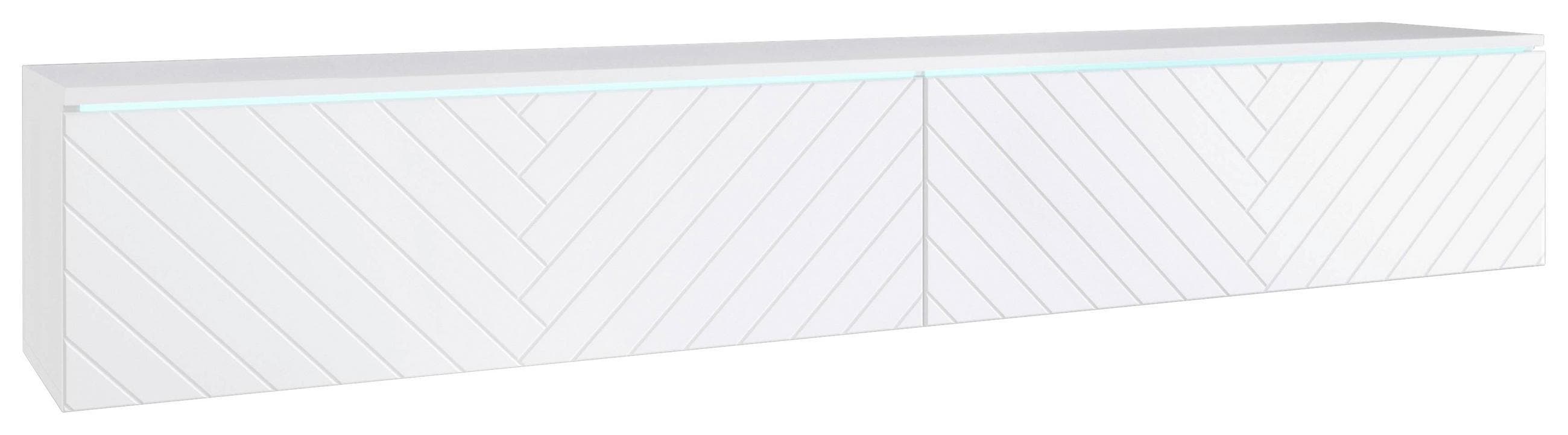 Lowboard ca. 180x30 cm mit LED Fischgräte Weiß Mömax DE