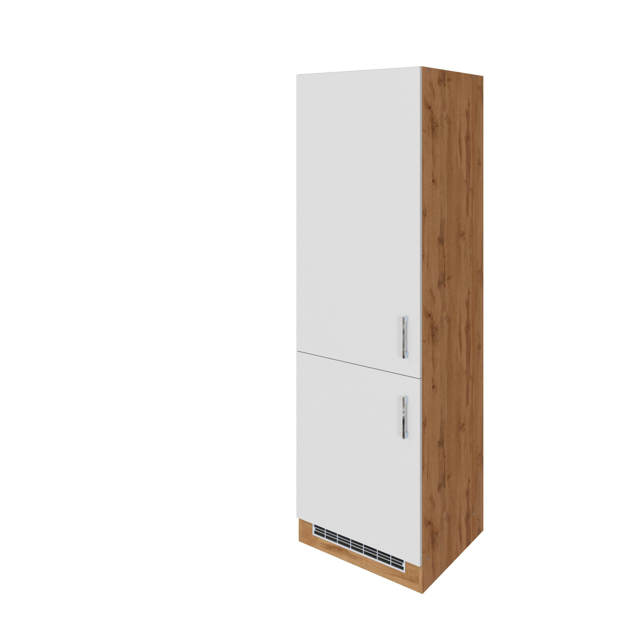 Held Kühlschrank-Umbauschrank Kombi Weiß/Eiche