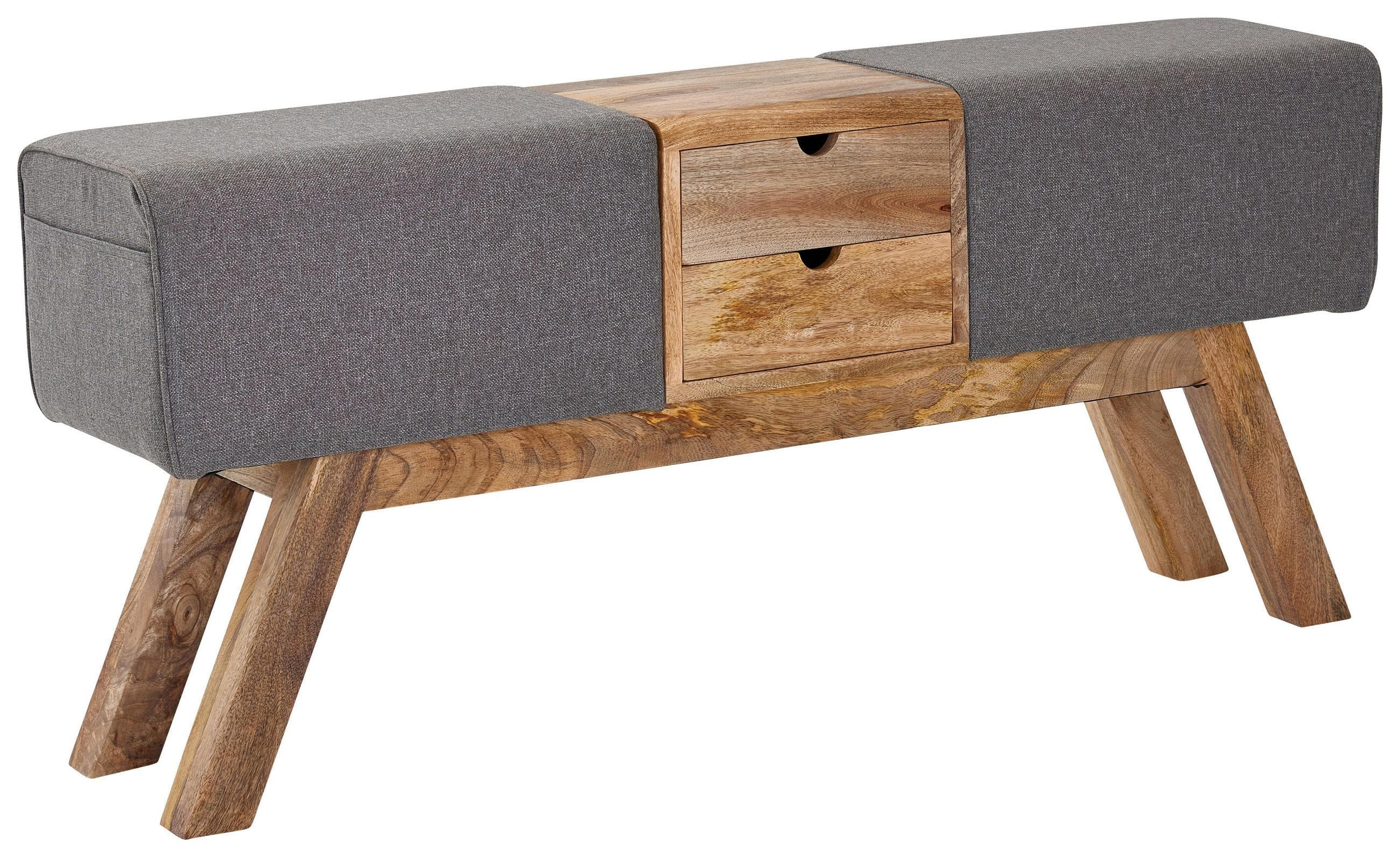 Polsterhocker mit Stauraum - Retro-Design in Grau