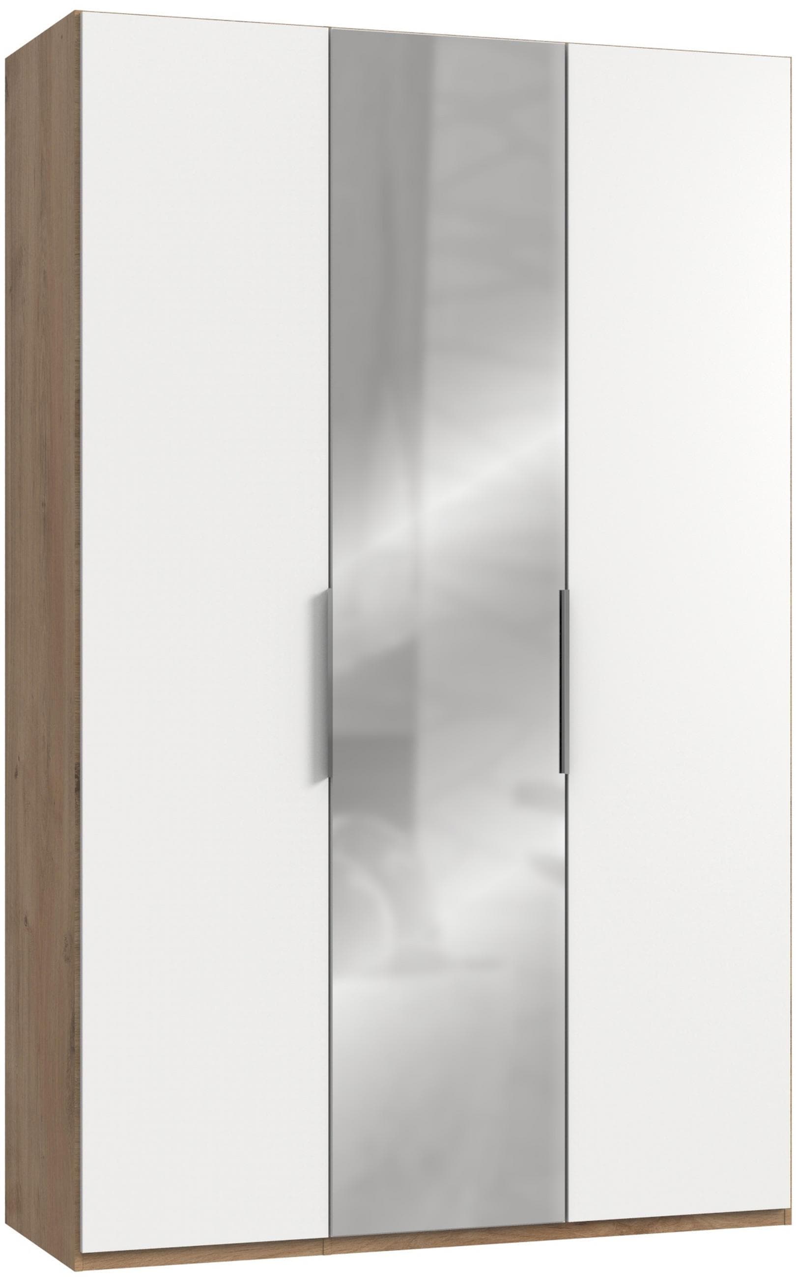 Drehtürenschrank Level 36A Weiß/Eiche mit Spiegel