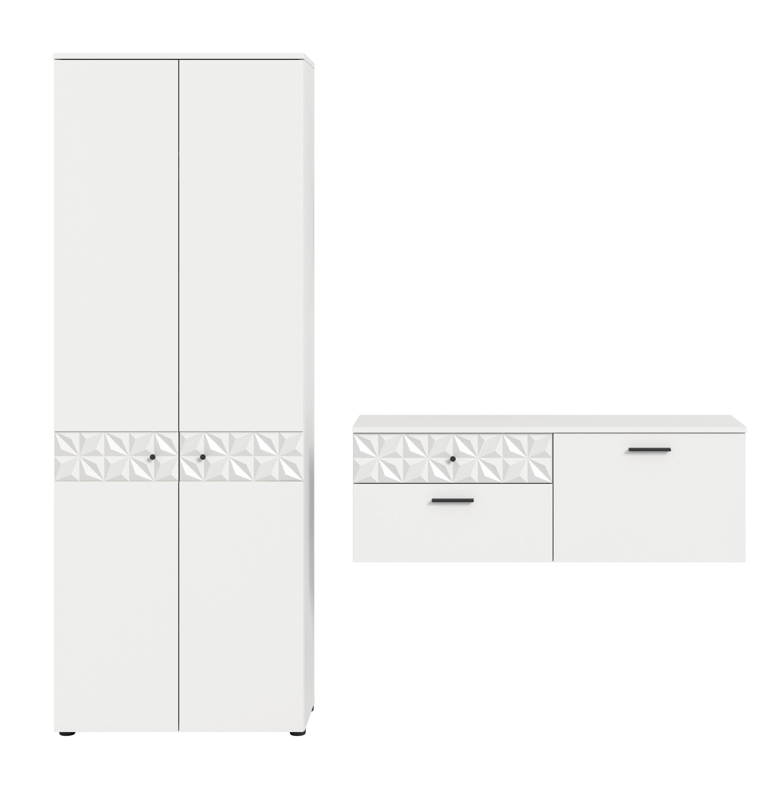 Garderobe Prisma 2-tlg. Weiß