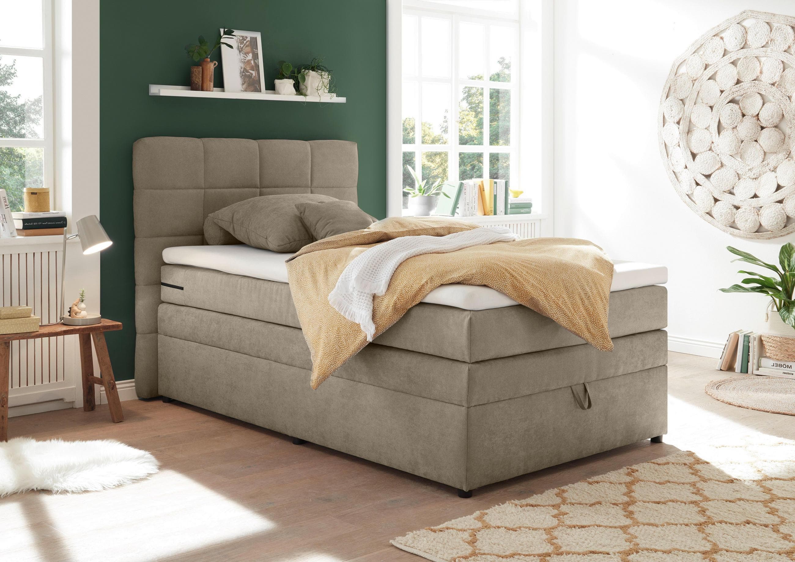 Boxspringbett Tacoma 3 inkl. Topper Sandfarben