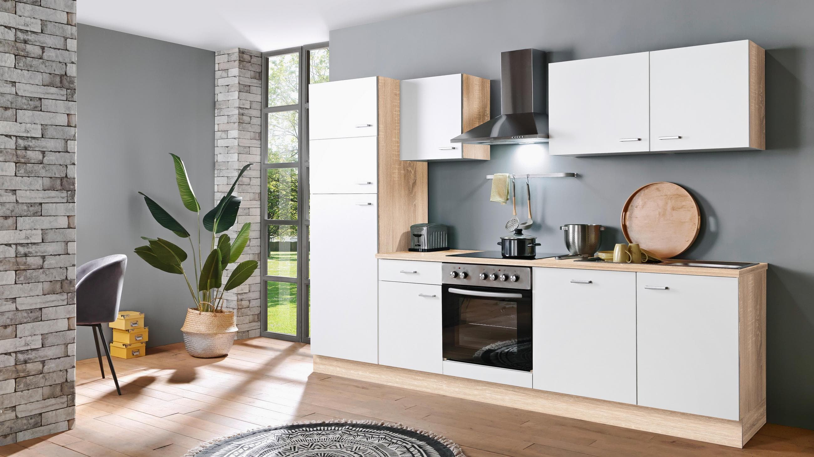 Menke Küchenblock Classic Weiß Eiche 280 cm