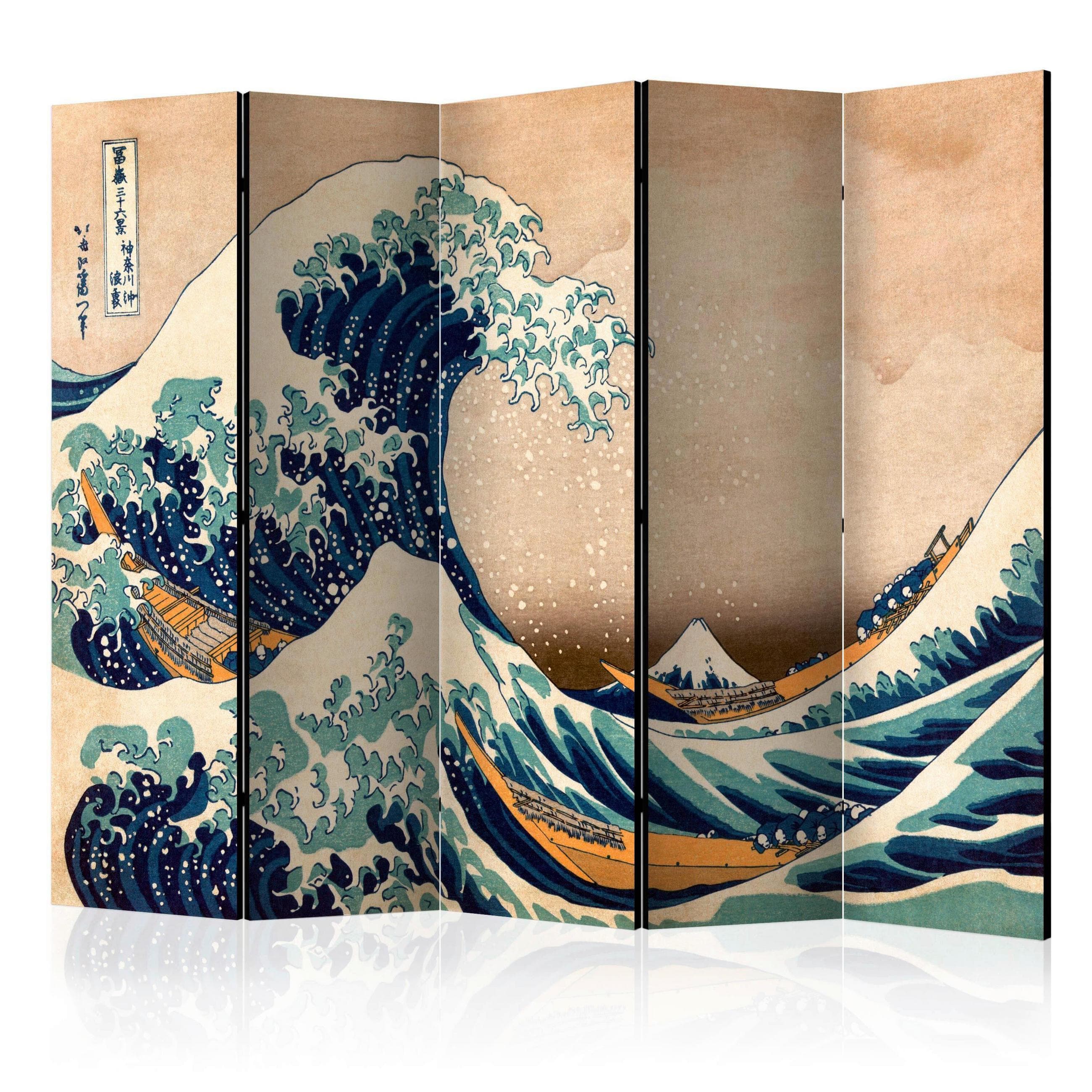 Artgeist Paravent Hokusai Dunkelgrün/Beige Raumteiler