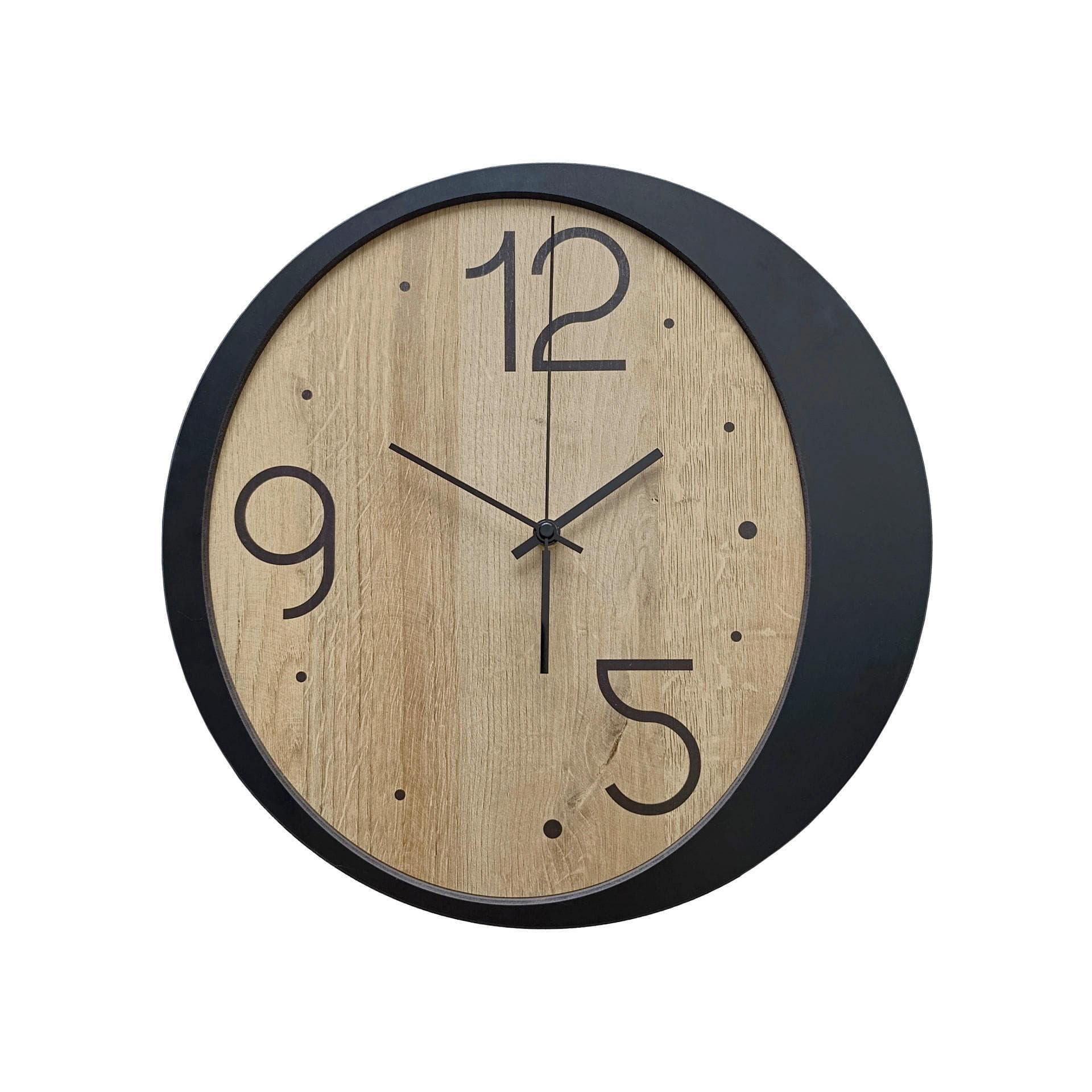 Wanduhr Schwarz/Eichefarben Ø ca. 36cm Mömax