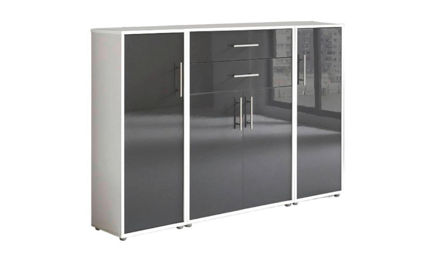 Aktenschrank Office Edition Sw Anthrazit Hochglanz/Weiß Mömax