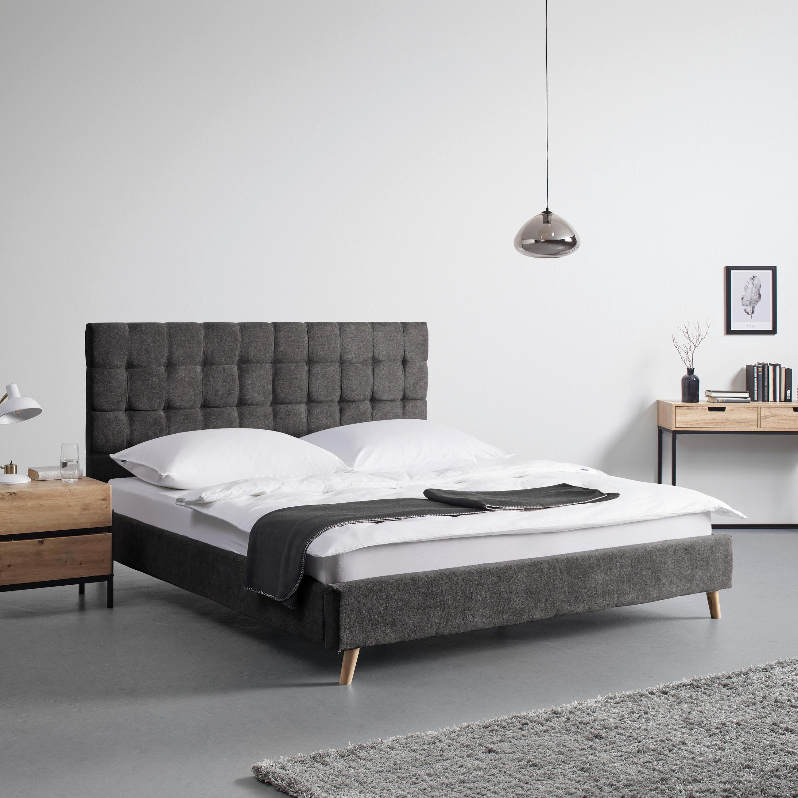 Polsterbett Cesaro Dunkelgrau Metallbett